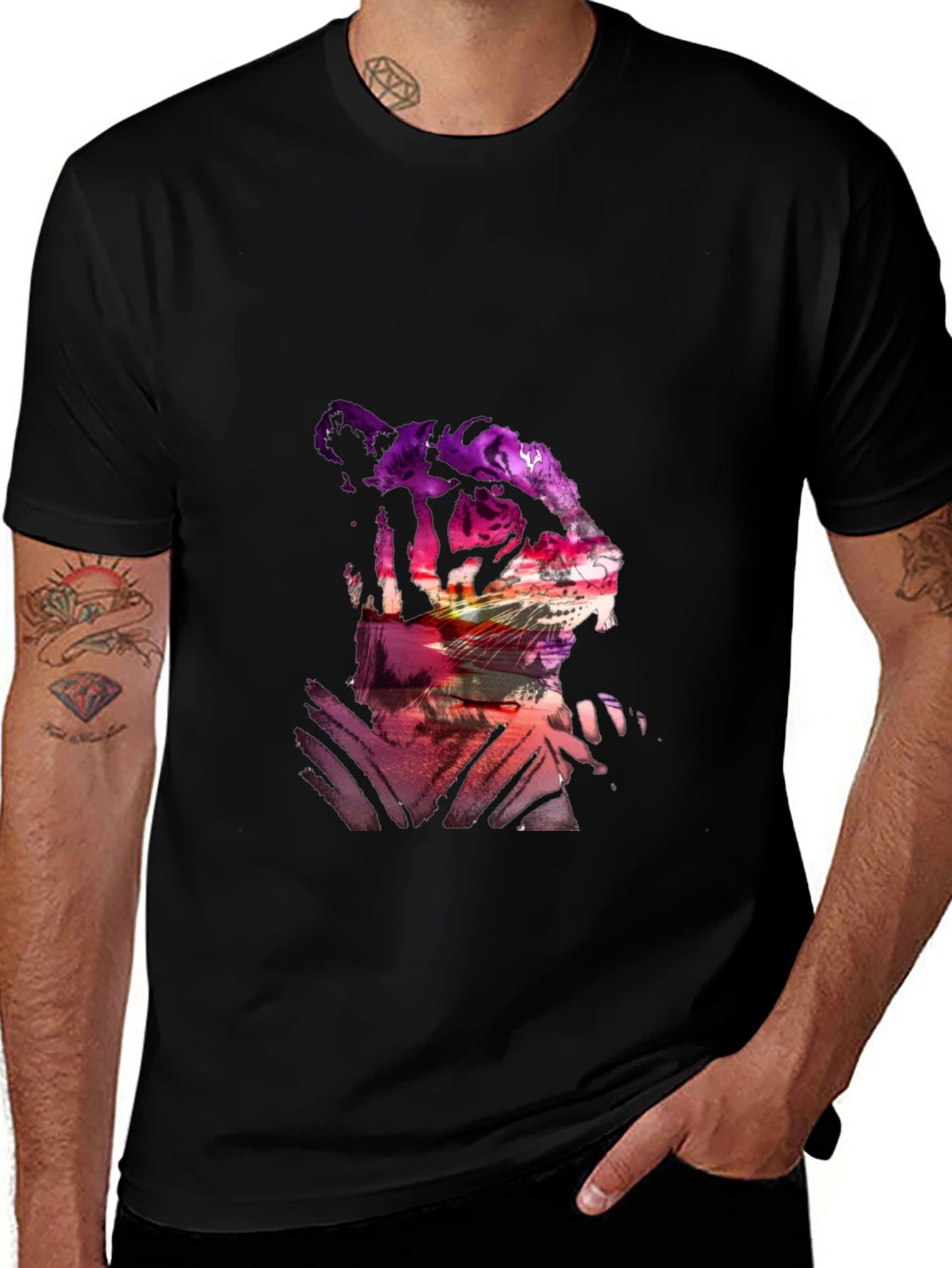 Variant 15 of Abstract Tiger Graphic Black T-Shirt