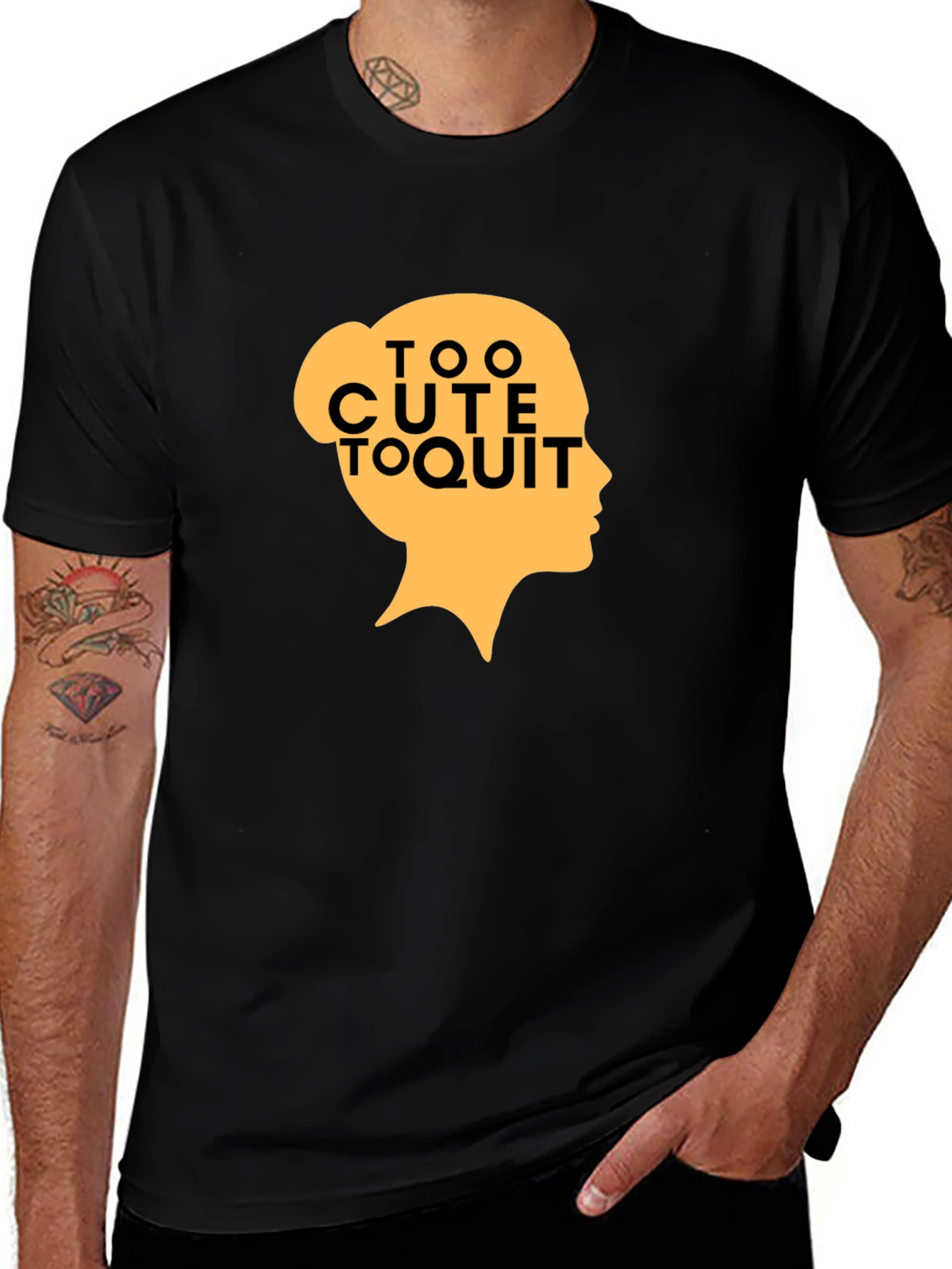 Variant 24 of Too Cute to Quit Black Graphic T-Shirt
