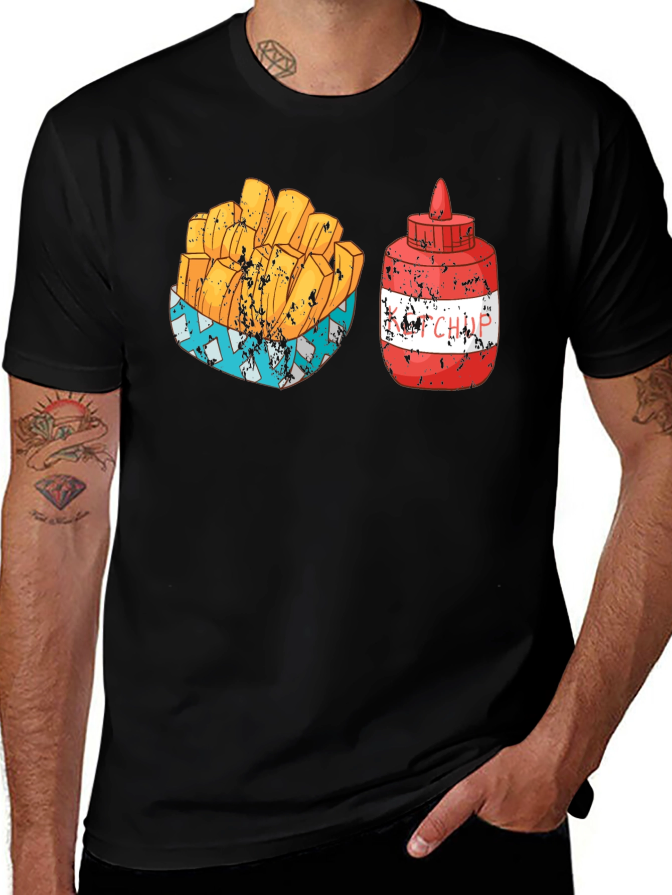Variant 4 of Fries & Ketchup Graphic Tee - Food Lover's Delight