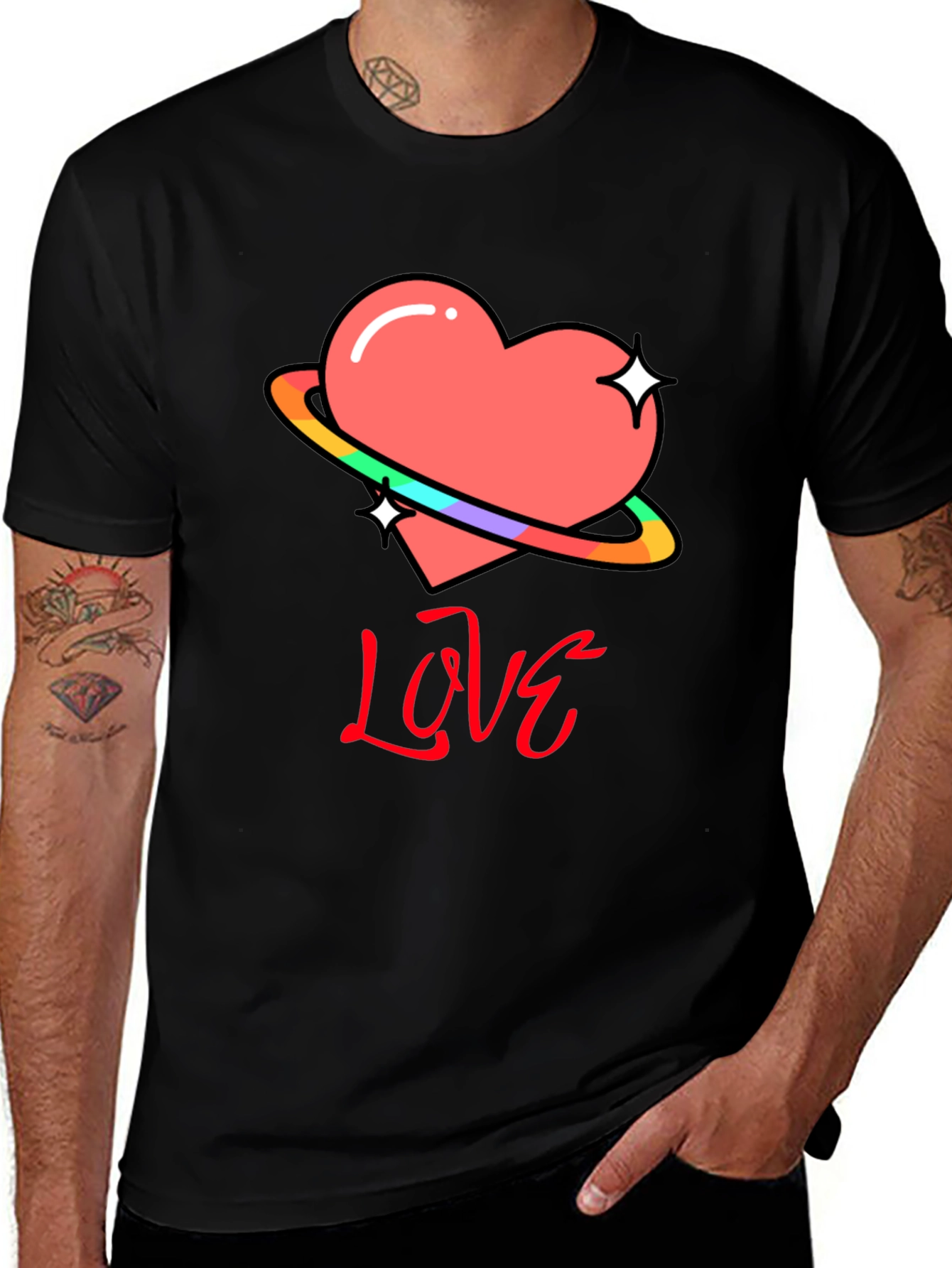 Black Love Heart Graphic T-Shirt - Black main image