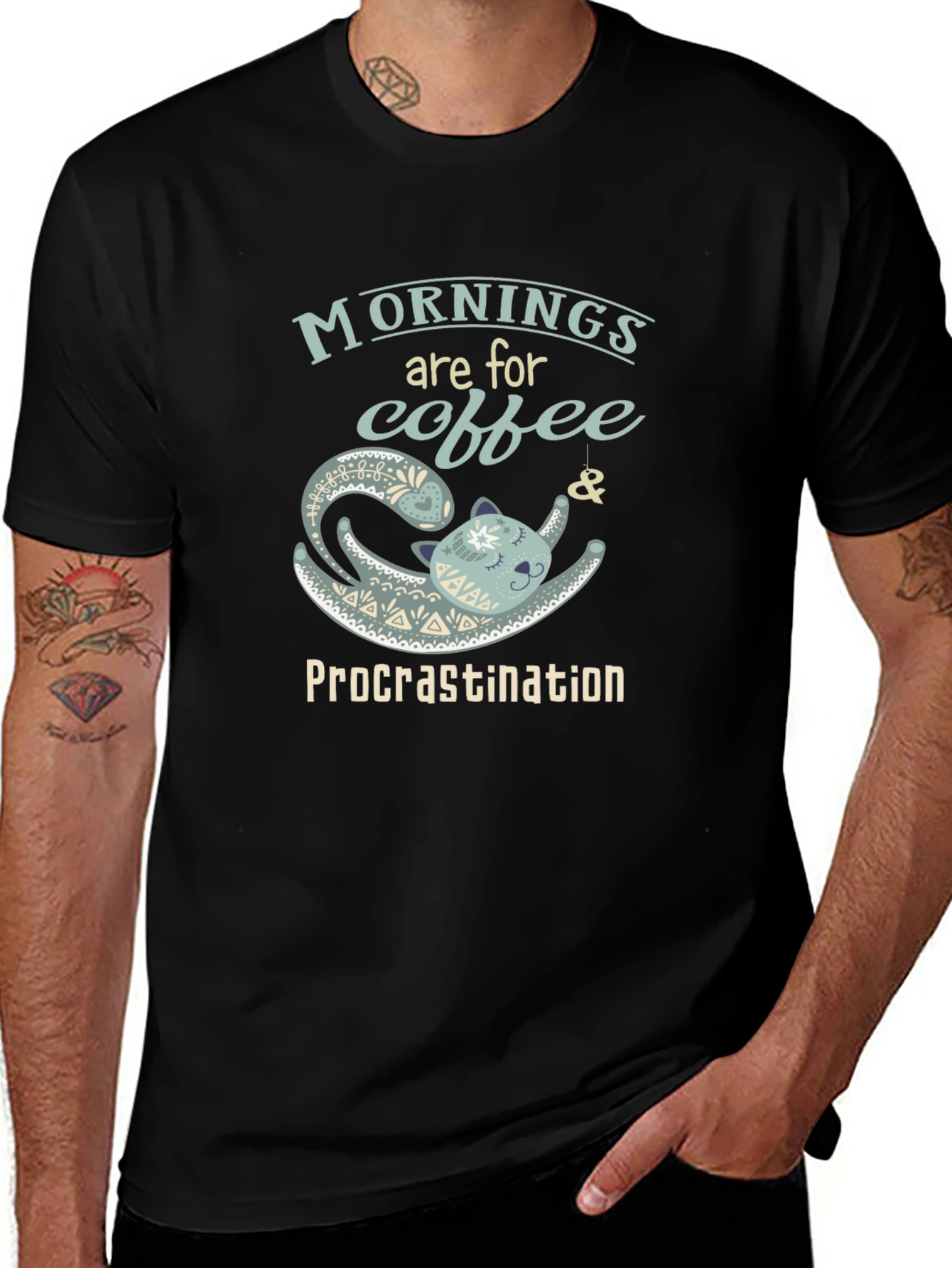 Variant 6 of Coffee & Procrastination Cat T-Shirt