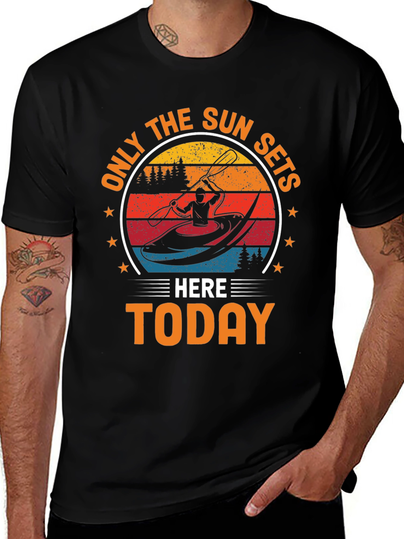 Variant 23 of Kayaking T-Shirt - Only the Sun Sets Here Today