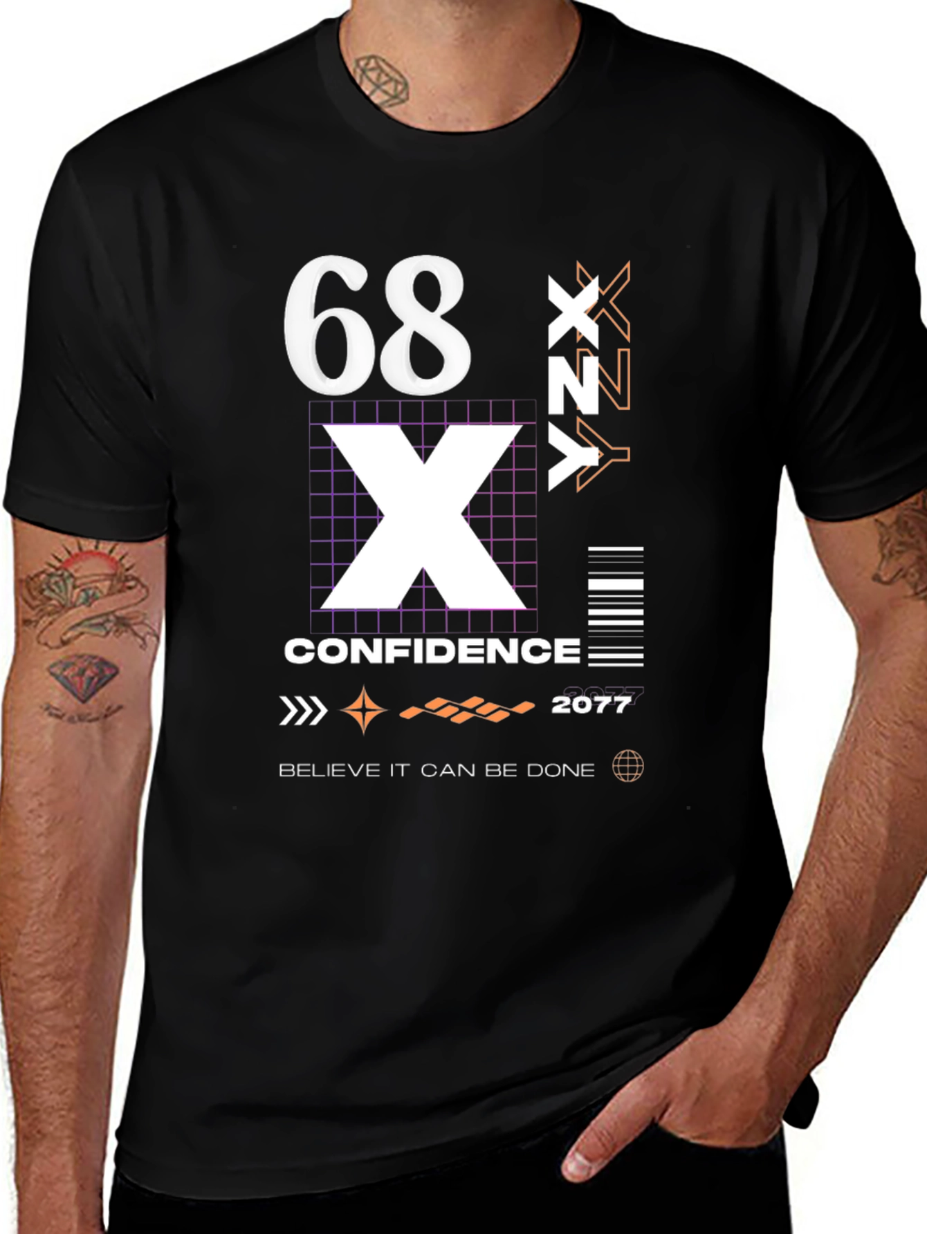Variant 22 of Confidence Graphic Print Black T-Shirt