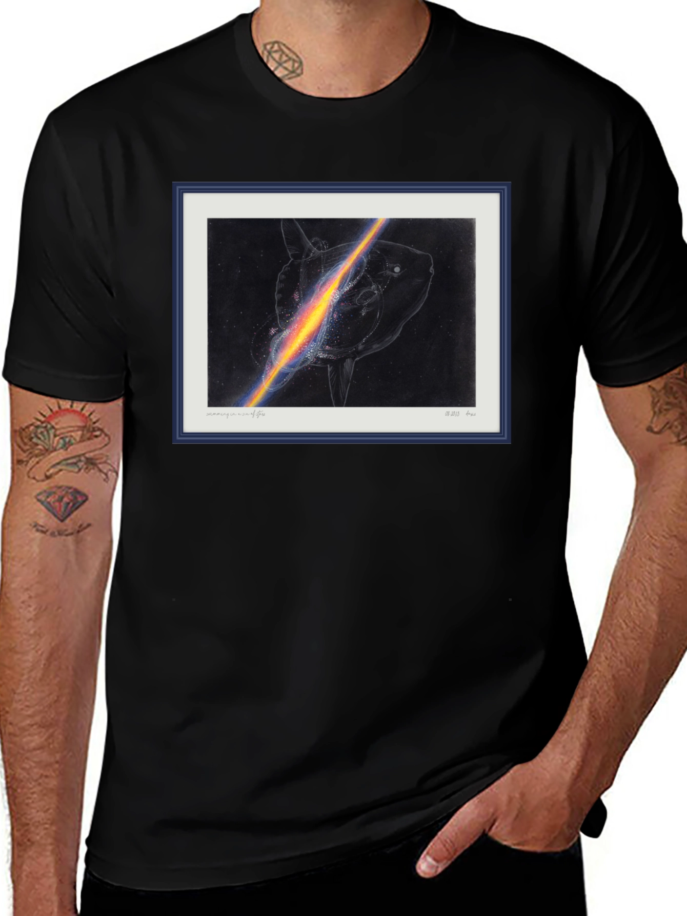 Variant 9 of Cosmic Sunfish Graphic Tee - Black Cotton