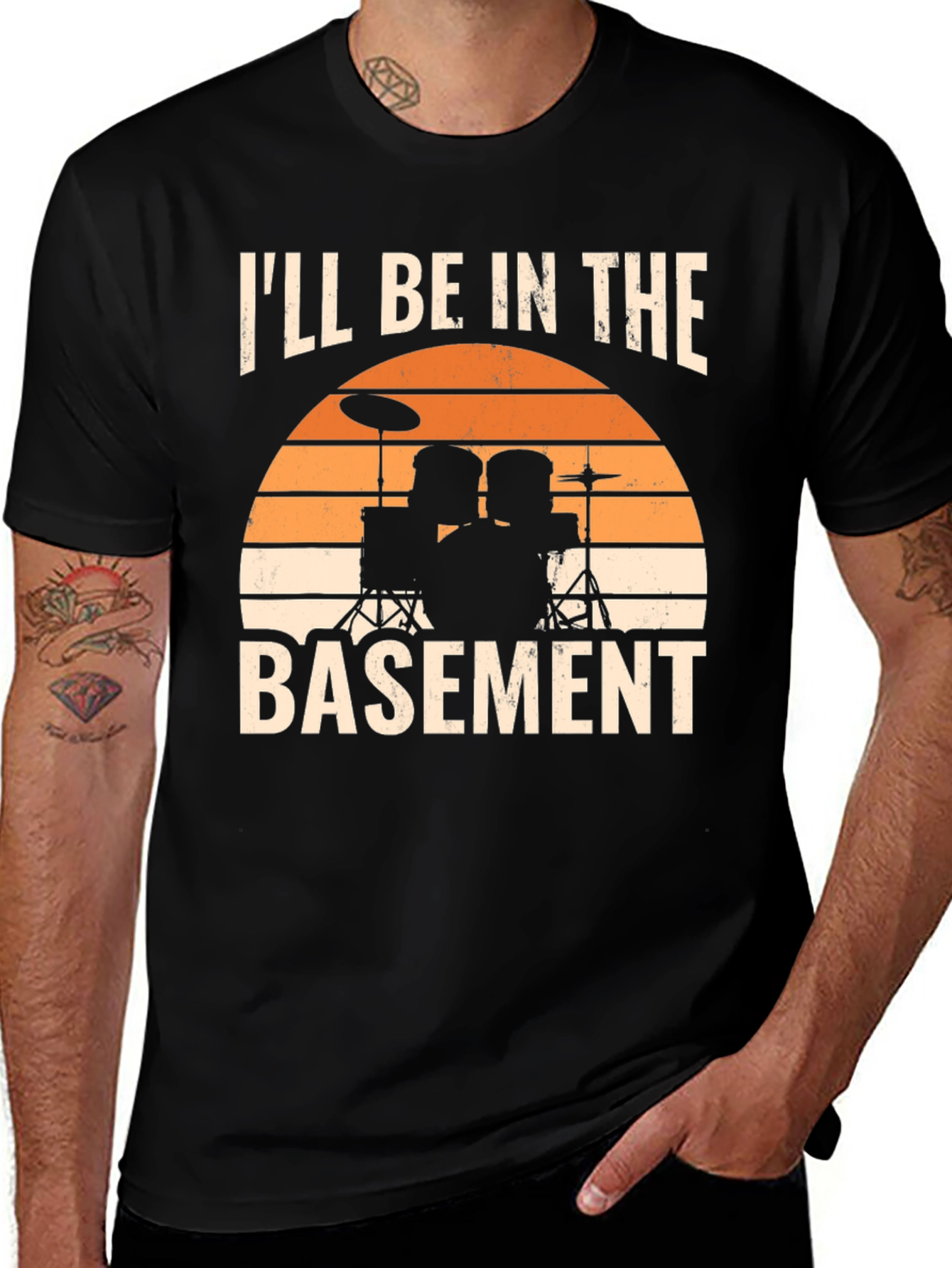 Variant 23 of I'll Be In The Basement Drum Set Graphic T-Shirt