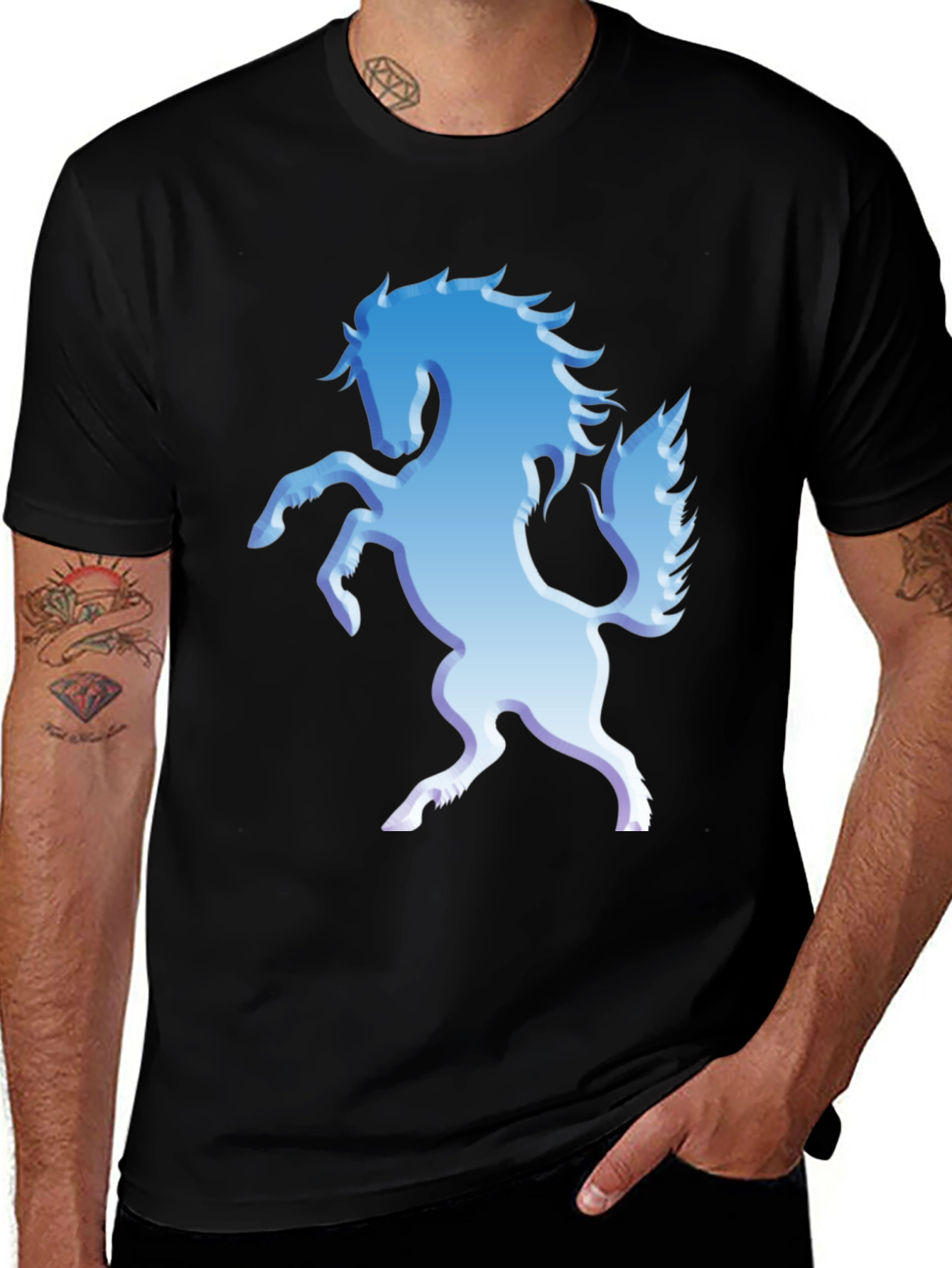 Variant 15 of Blue Horse Graphic Tee - Stylish Men's T-Shirt