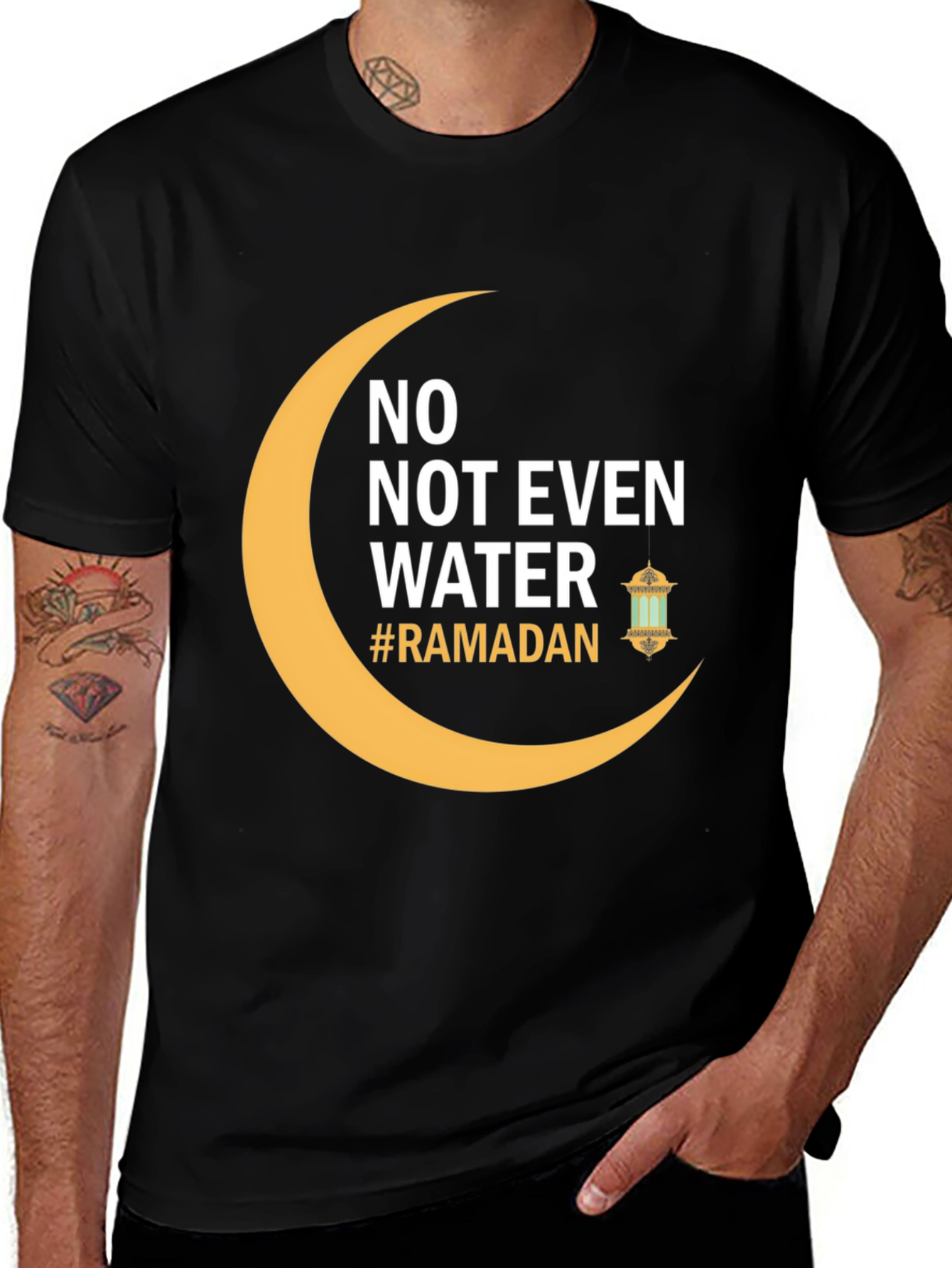 Ramadan T-Shirt - "No Not Even Water" Crescent Moon Design