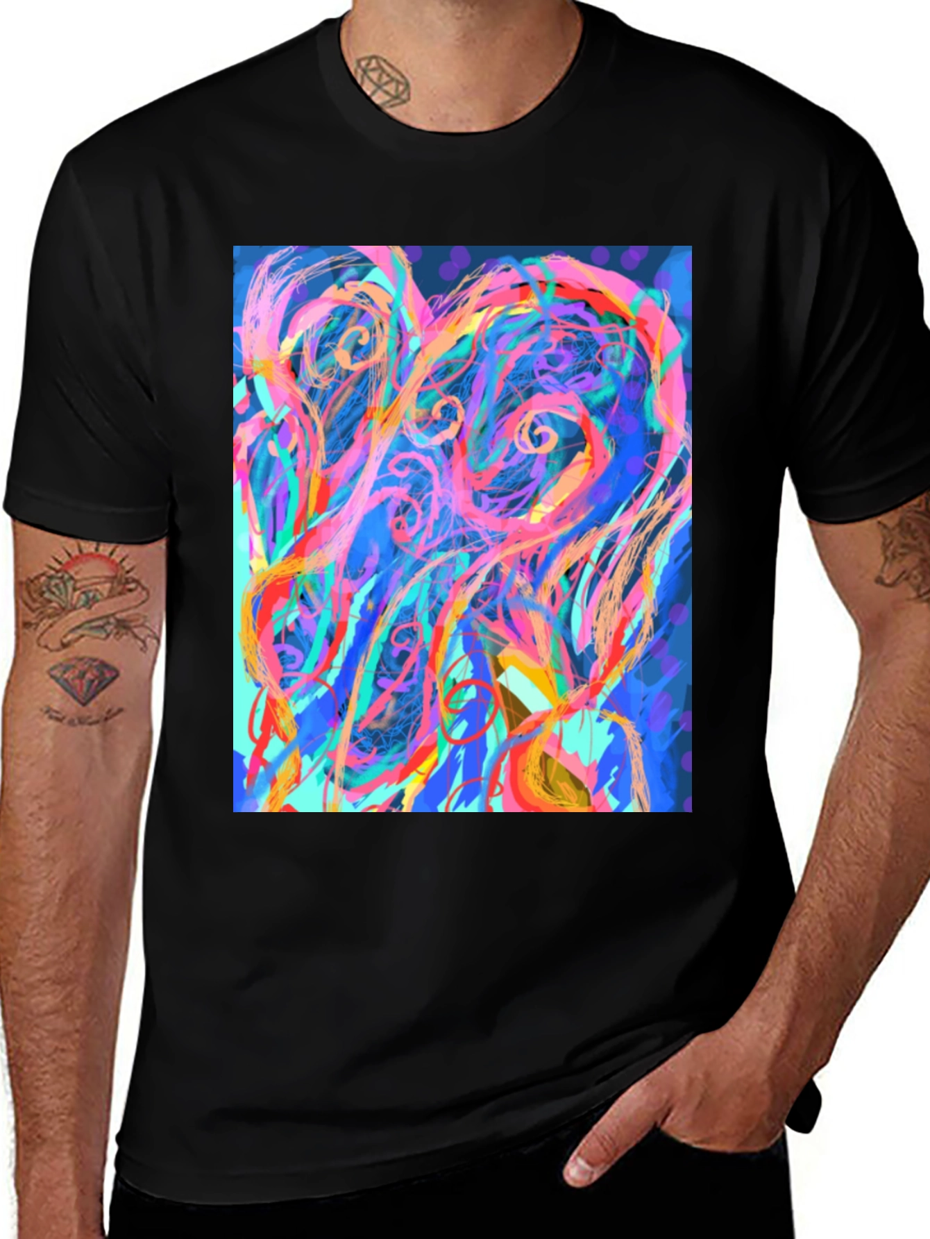 Variant 15 of Abstract Art Graphic Print Black T-Shirt