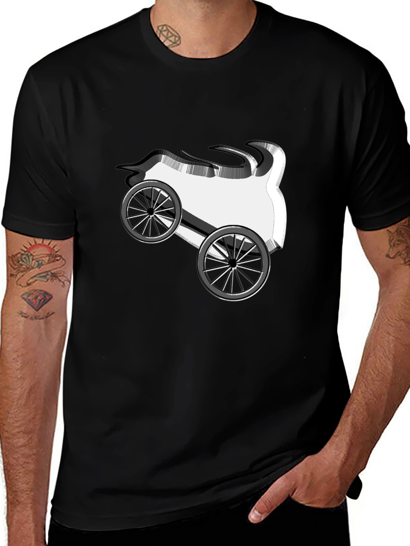 Variant 25 of Cartoon Car Graphic Tee - Black Cotton T-Shirt