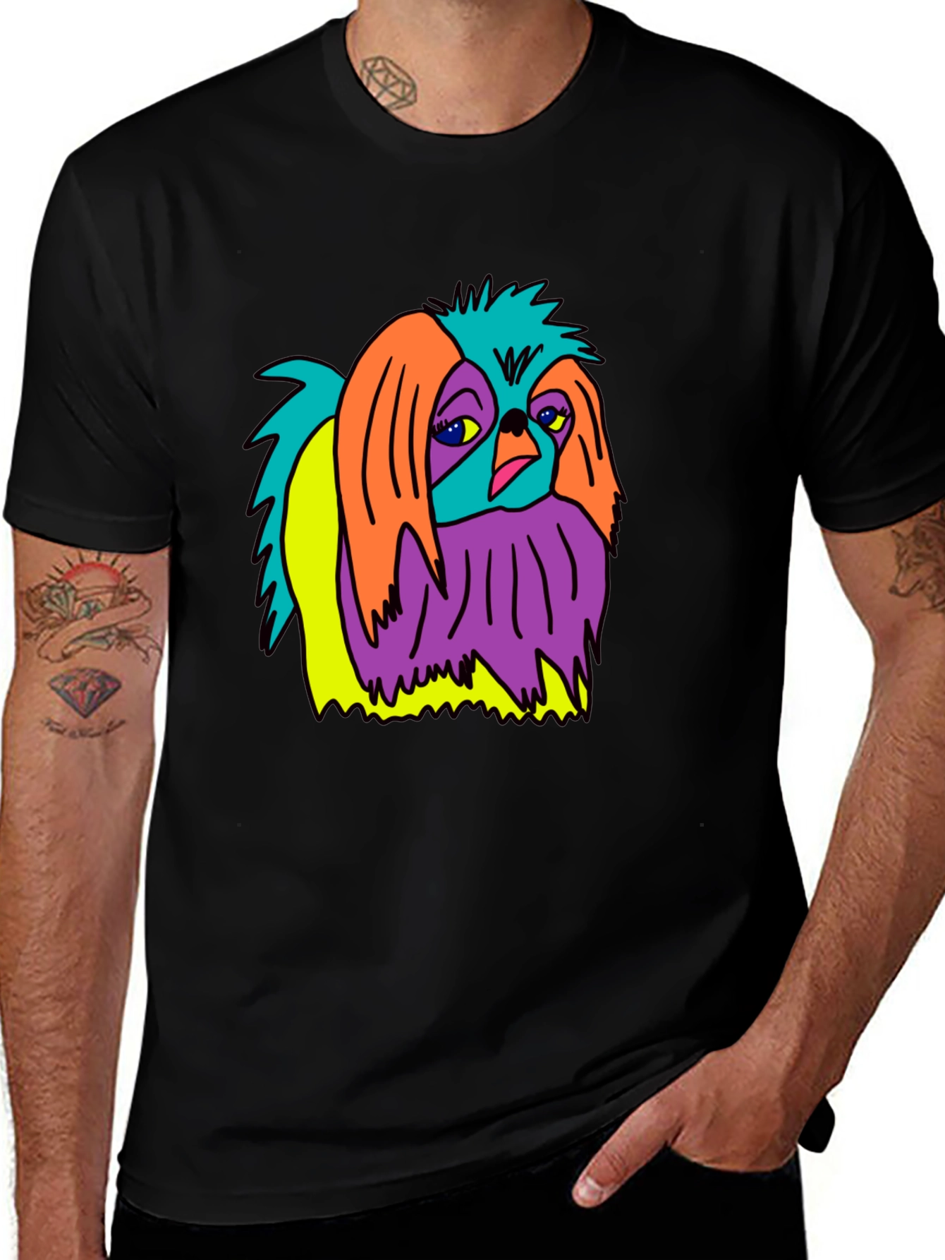 Variant 20 of Funky Dog Graphic Tee - Black Cotton T-Shirt
