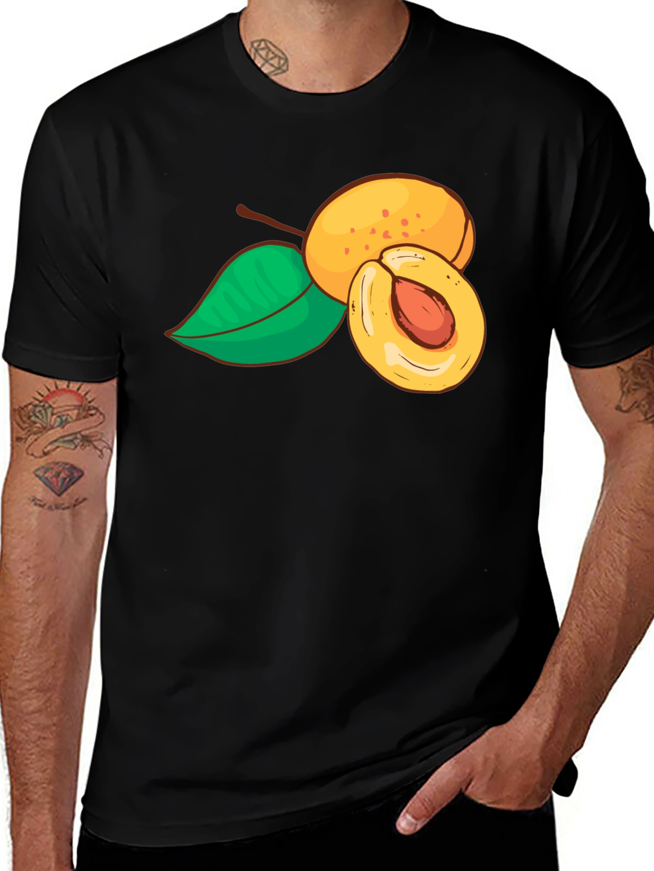 Variant 23 of Peach Graphic Black T-Shirt