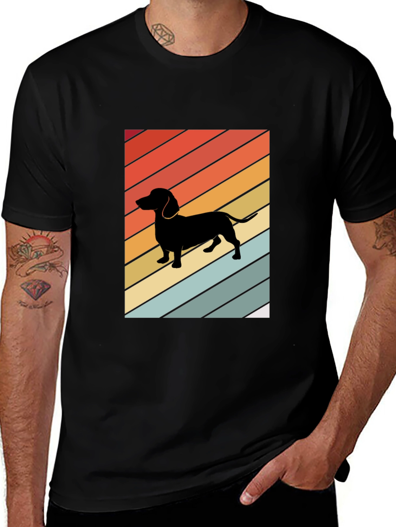 Variant 27 of Retro Dachshund Silhouette T-Shirt