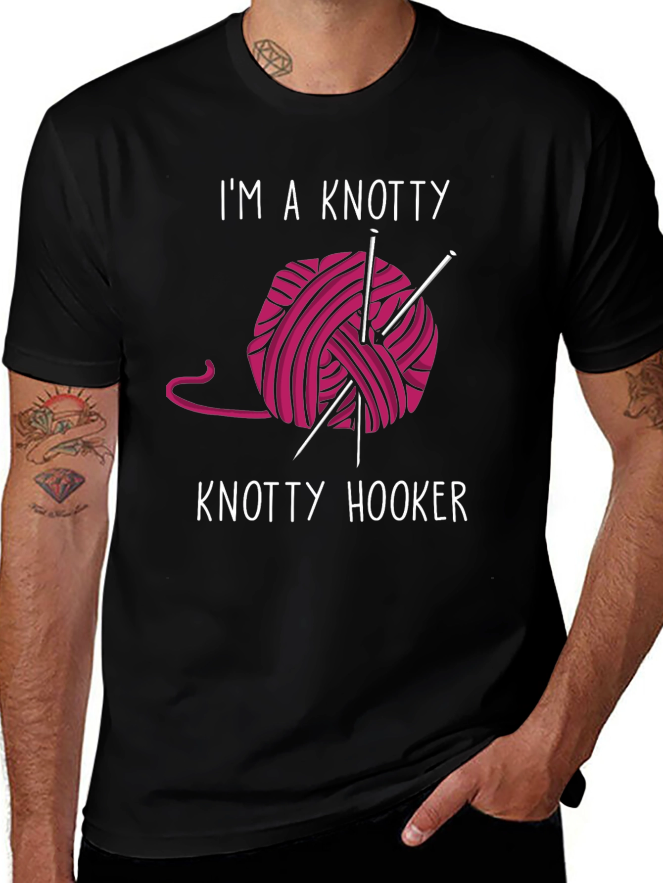 Variant 18 of Knotty Hooker T-Shirt - Crochet & Knitting Humor Tee