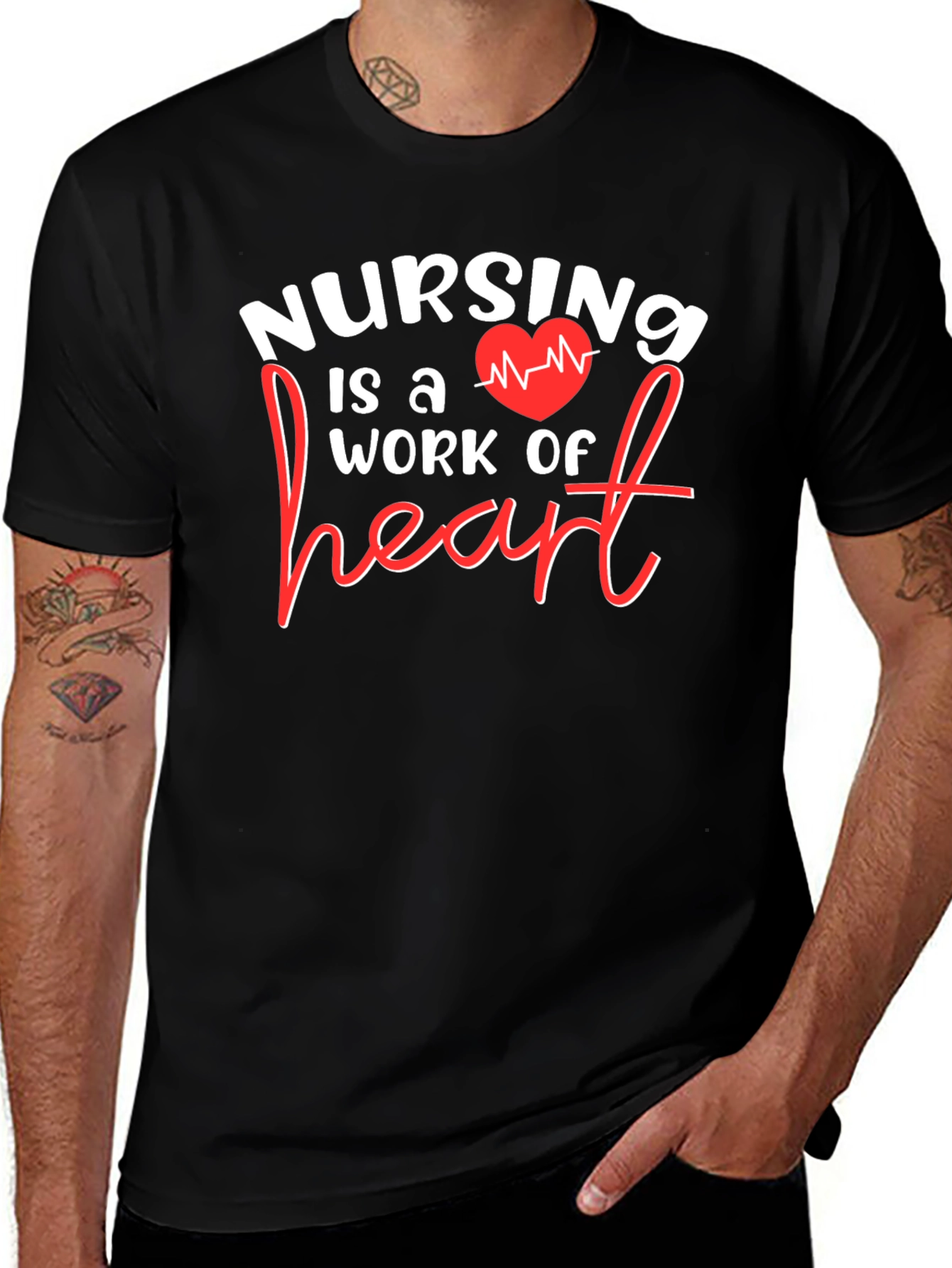 Variant 20 of Nursing is a Work of Heart Graphic T-Shirt
