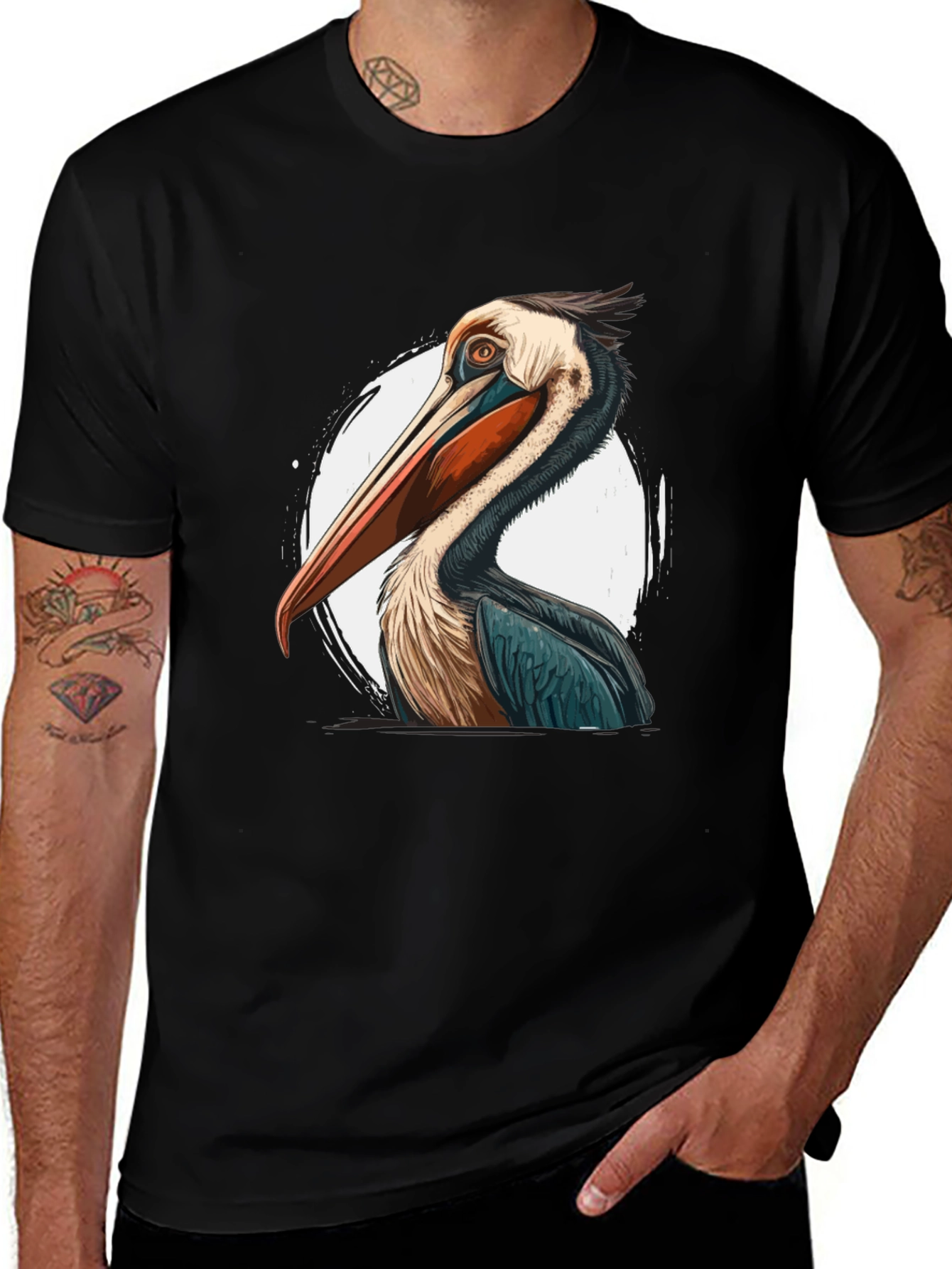 Black Pelican Graphic Tee - Unique Bird Design main image