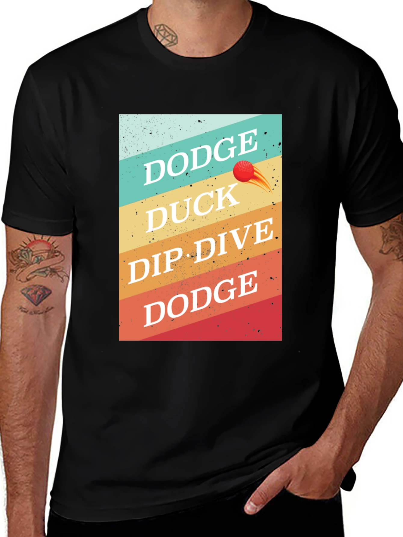 Variant 23 of Dodgeball T-Shirt: Dodge, Duck, Dip, Dive, Dodge