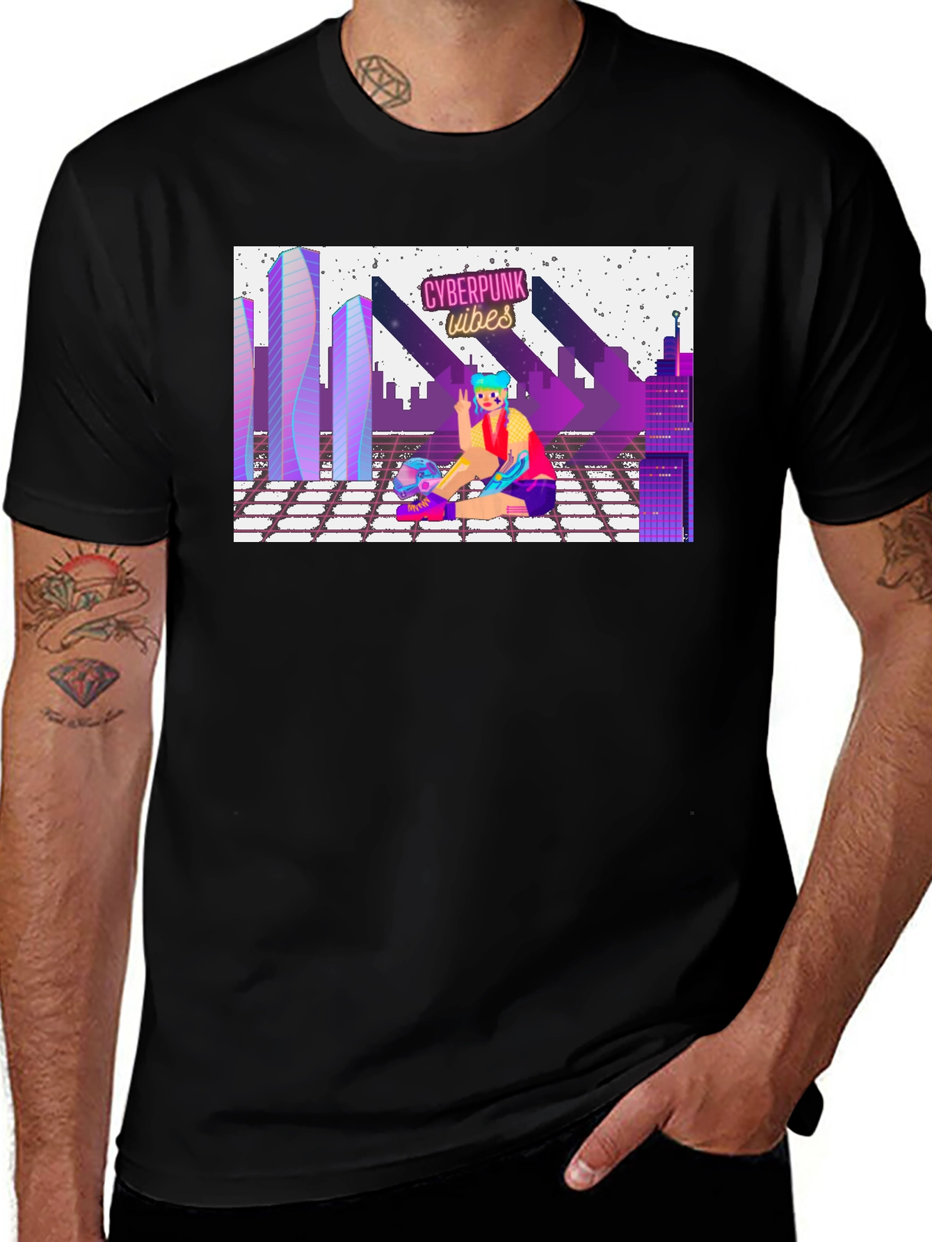 Variant 11 of Cyberpunk Vibes Graphic Tee - Retro Style