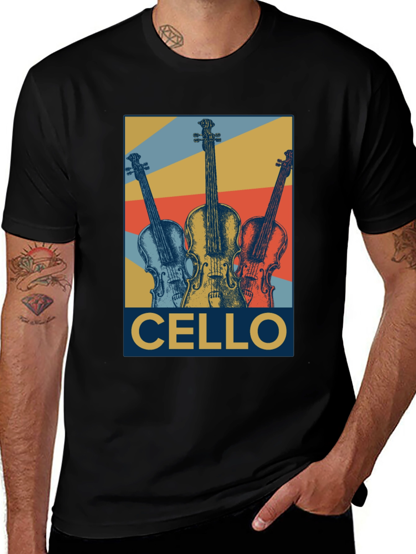 Variant 28 of Cello T-Shirt - Vintage Music Lover Tee