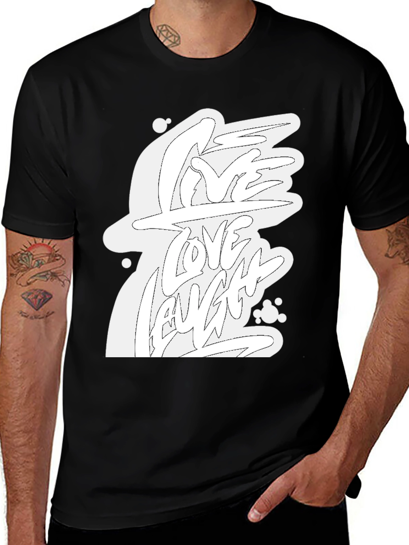 Variant 21 of Live Love Laugh Graphic Tee - Black Cotton Blend