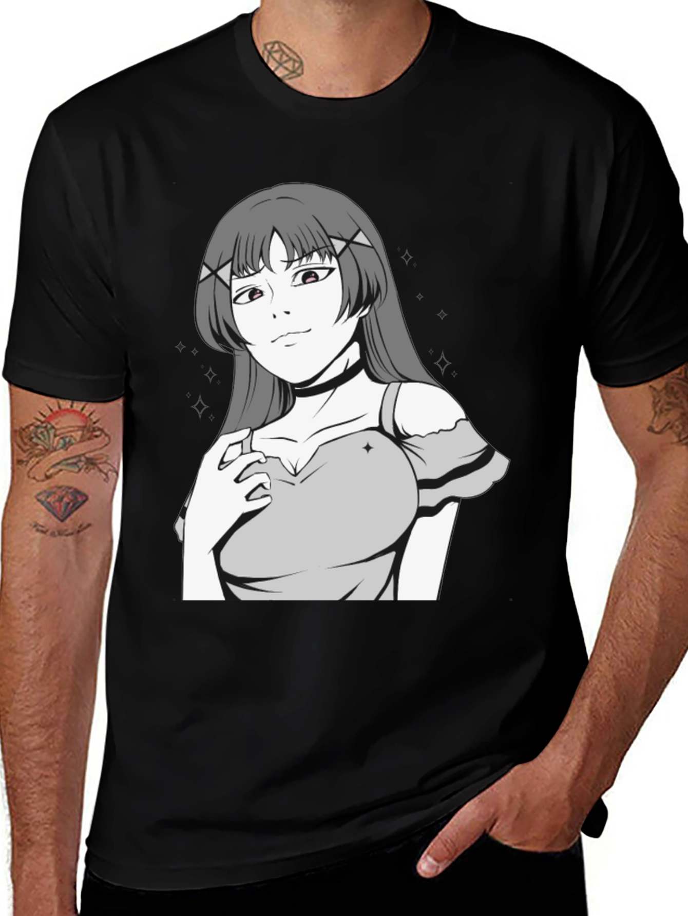 Variant 15 of Anime Girl Graphic Black T-Shirt