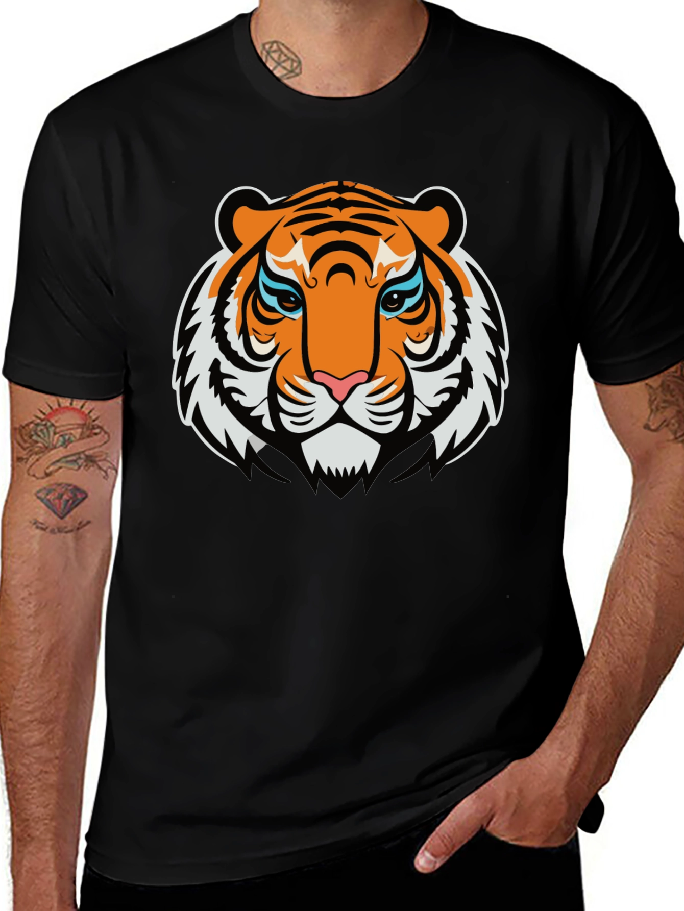 Variant 6 of Bold Tiger Graphic Tee - Black Cotton T-Shirt