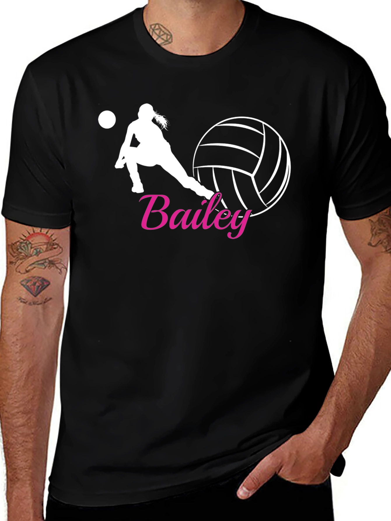 Volleyball Player Personalized Black T-Shirt