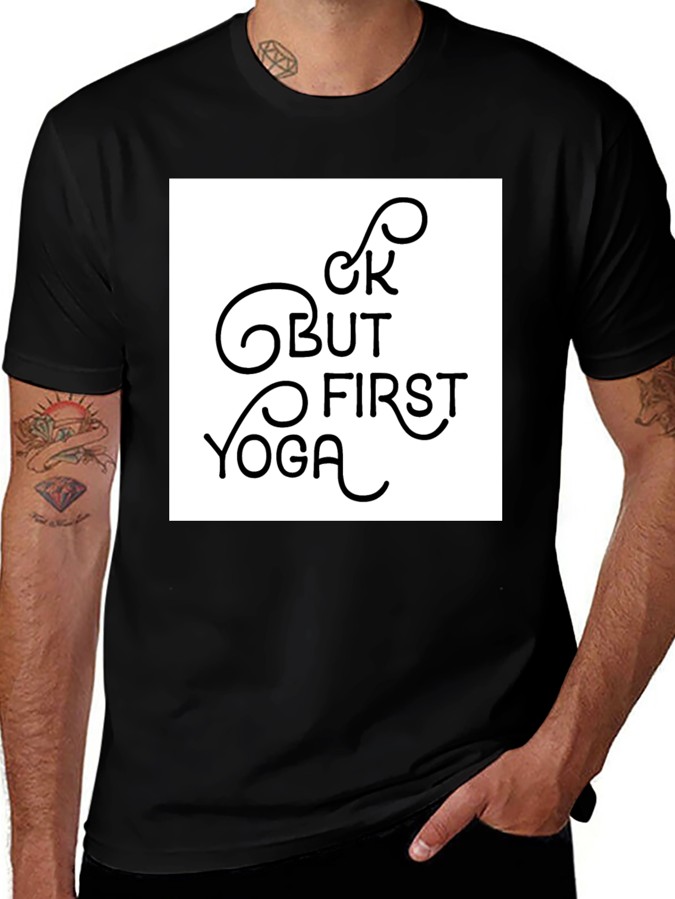Variant 25 of But First Yoga Graphic Tee - Black Casual Shirt