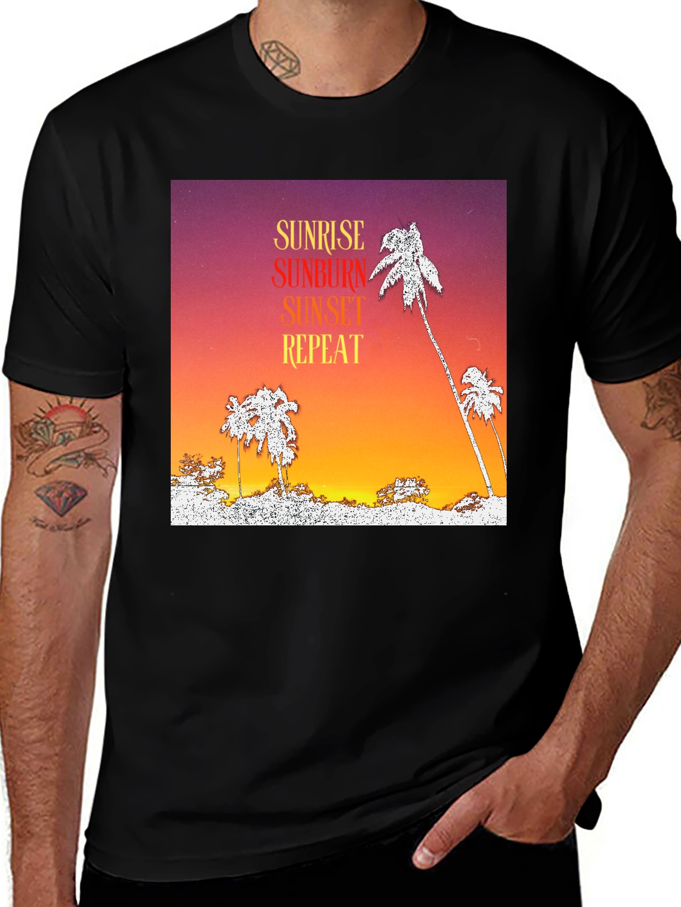 Variant 15 of Sunrise Sunburn Sunset Repeat Graphic Tee