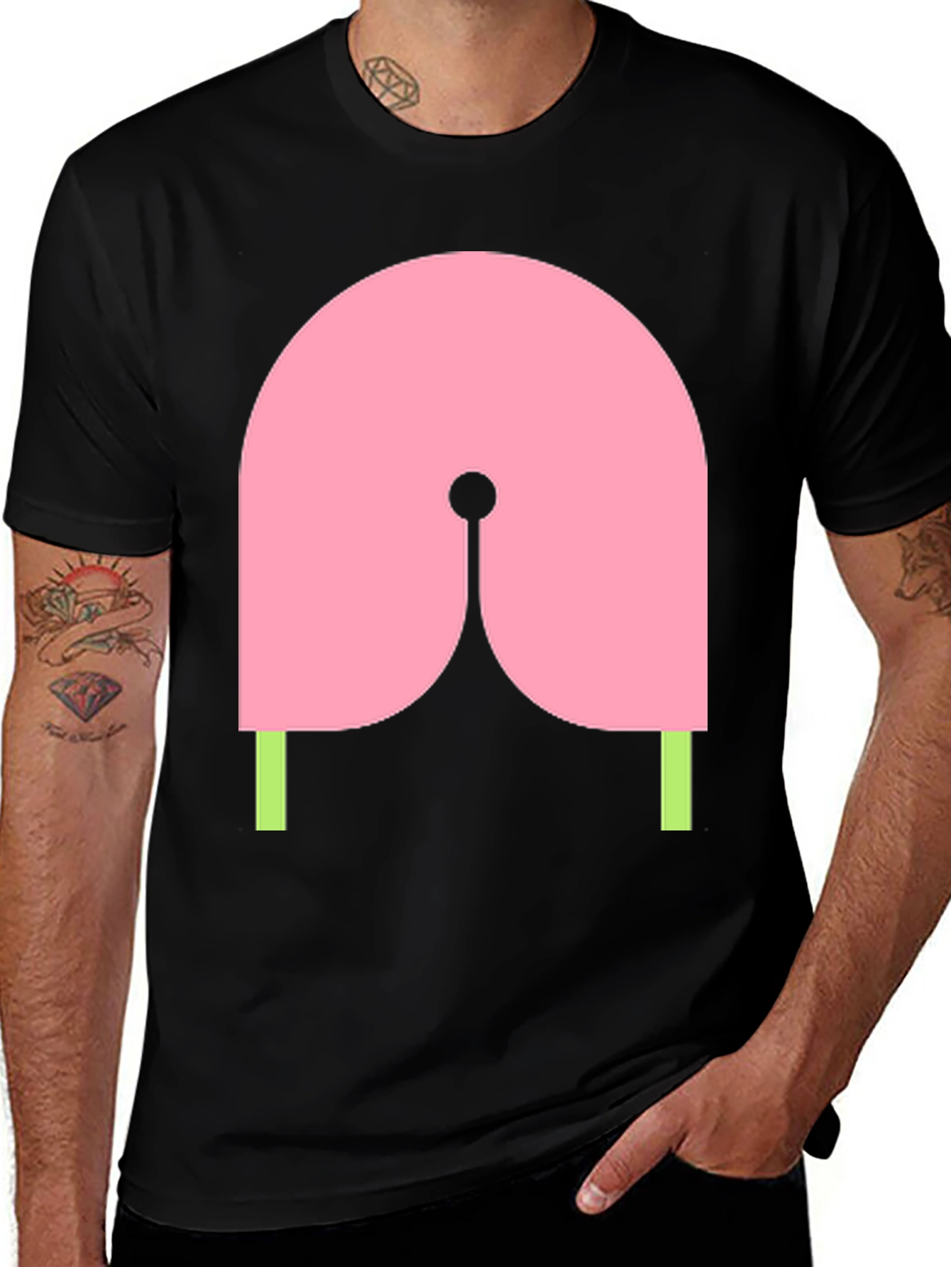 Variant 26 of Abstract Graphic Tee - Pink & Green Design