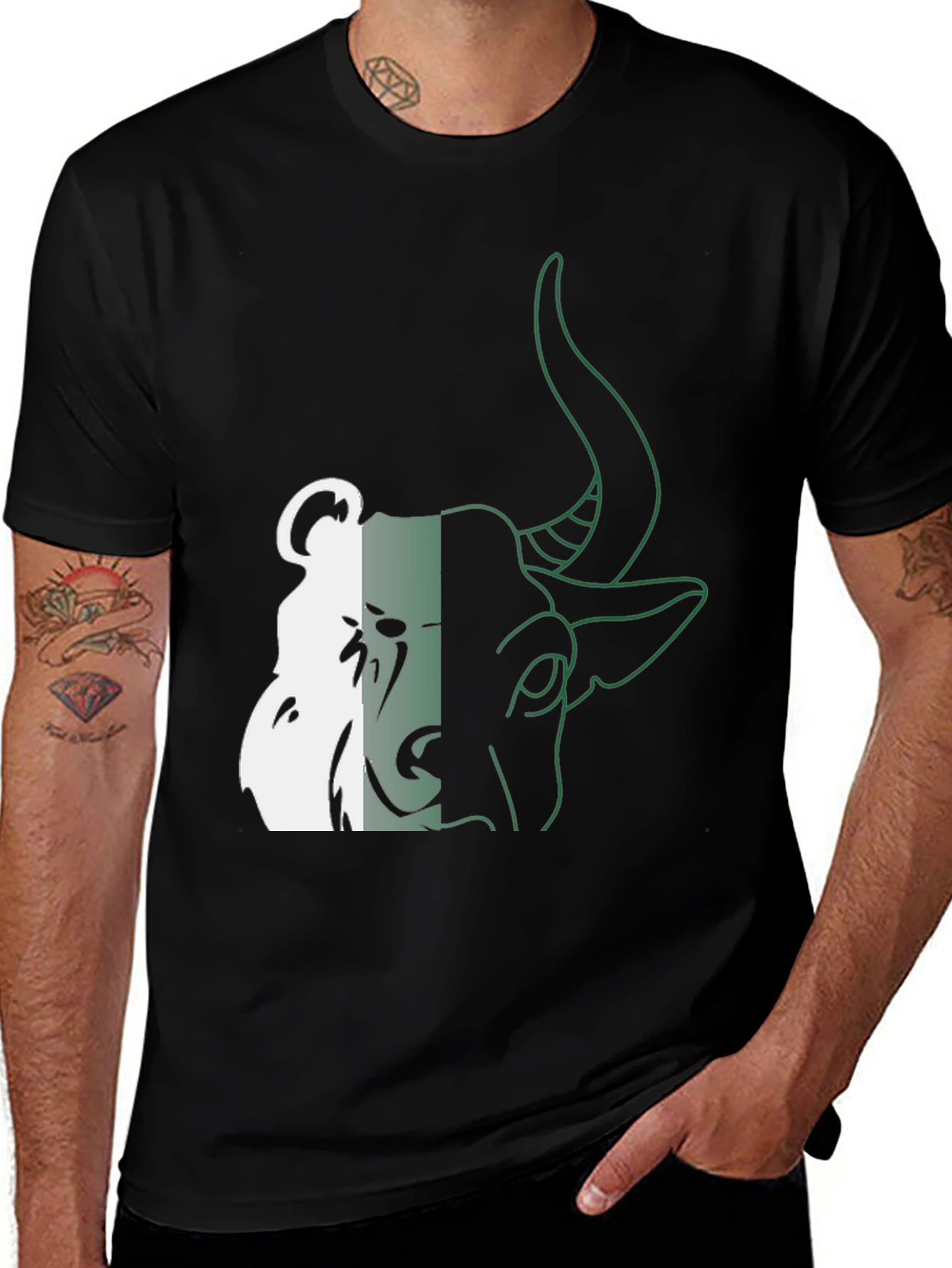 Variant 23 of Bear & Bull Black Graphic Tee - Stock Market Inspired