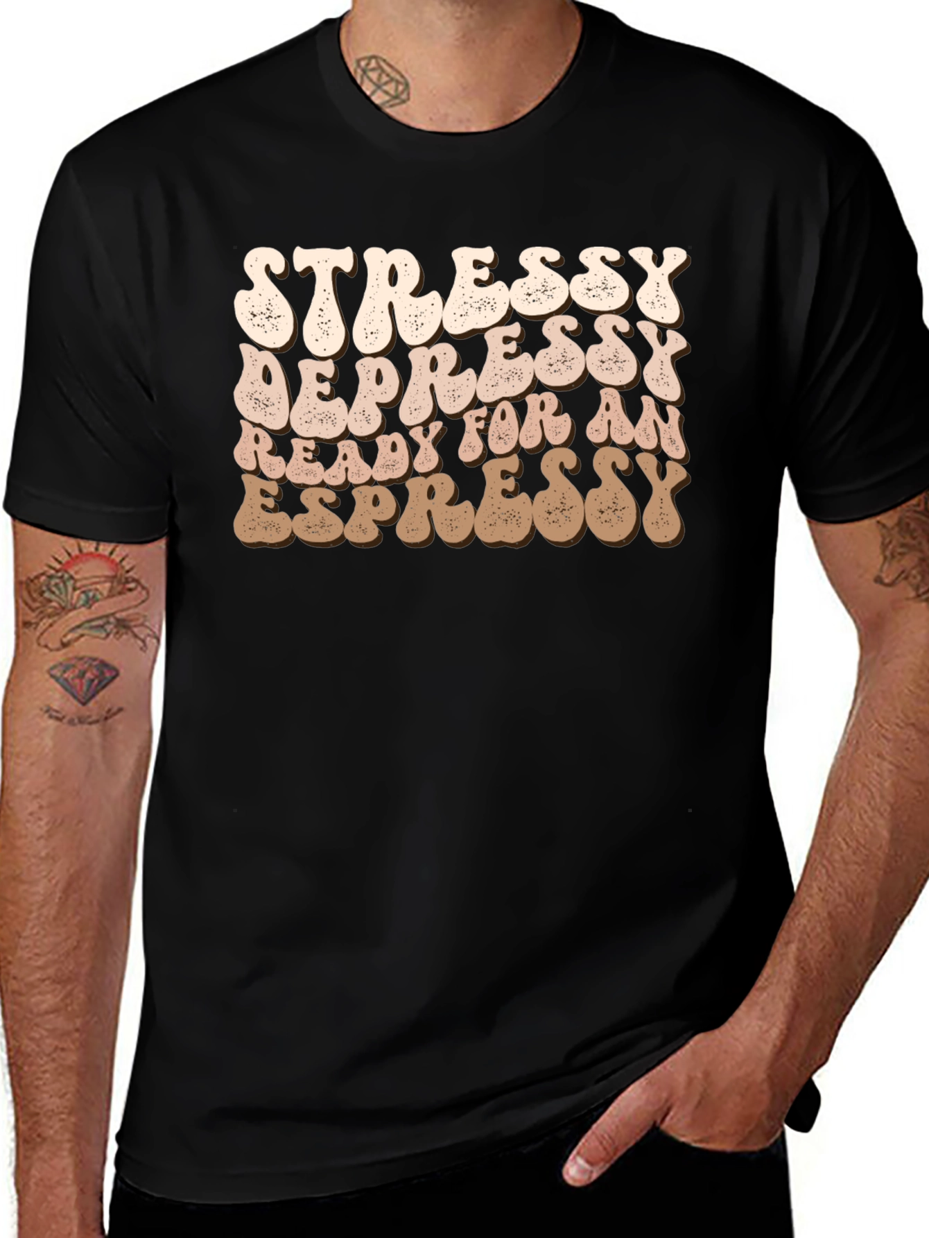 Variant 8 of Stressy Depressy Espresso T-Shirt - Coffee Lover Tee