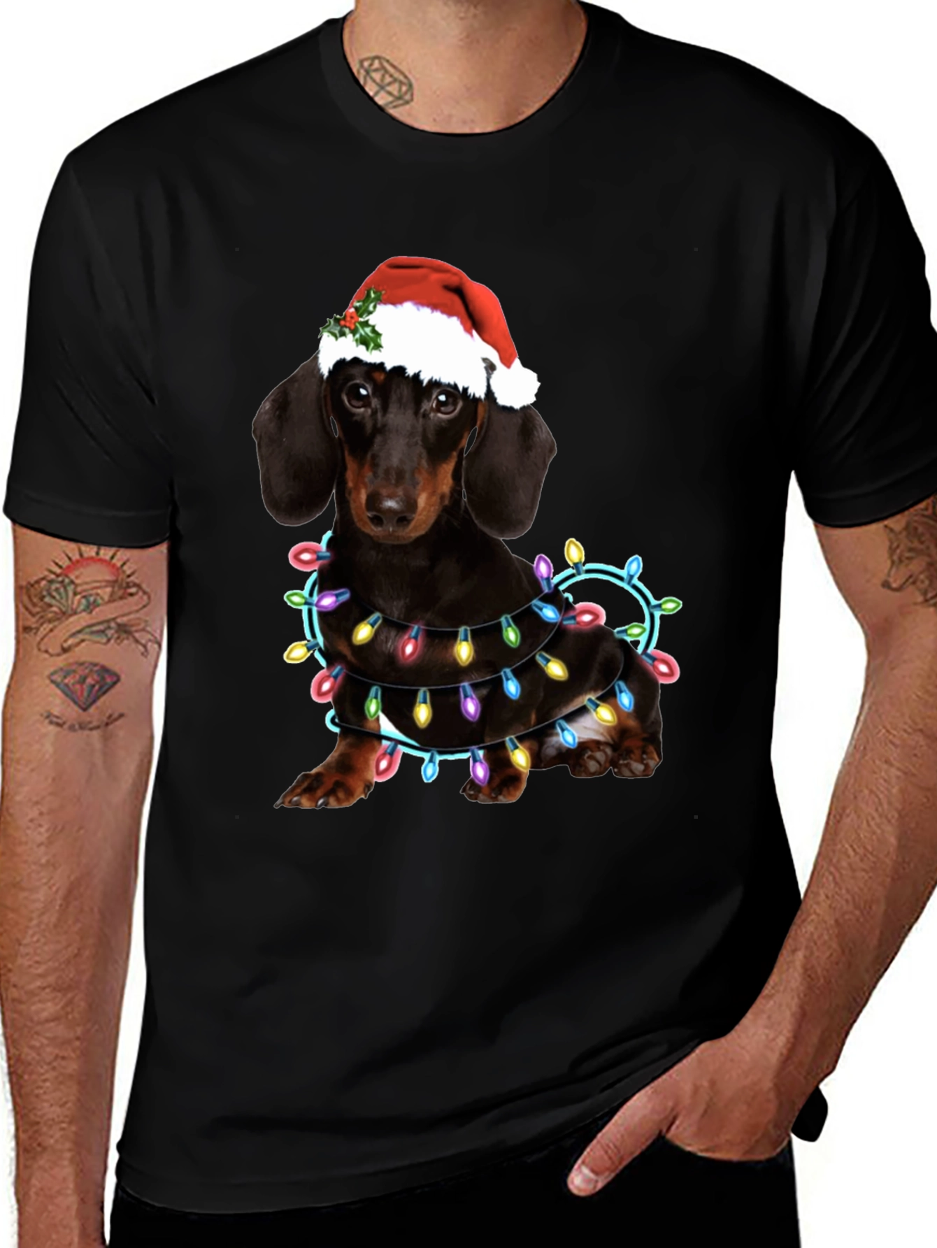Variant 23 of Festive Dachshund Christmas Lights T-Shirt