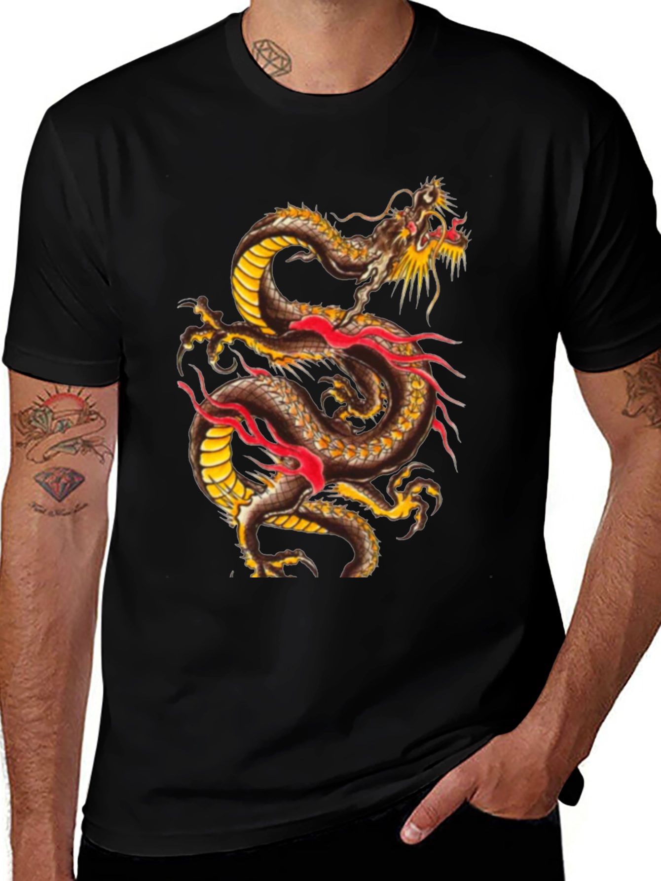 Variant 23 of Dragon Graphic Print Black T-Shirt