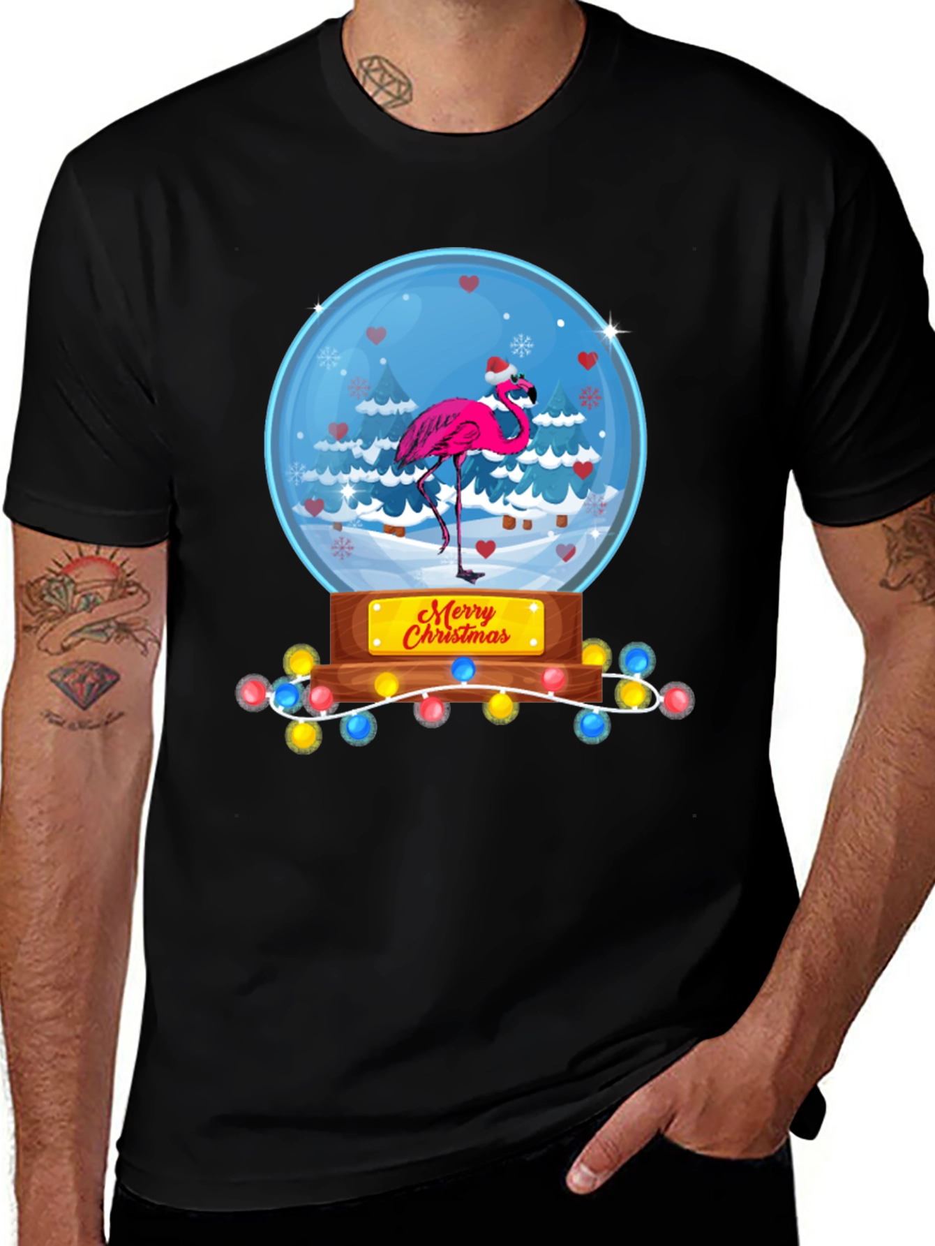 Christmas Flamingo T-Shirt - Holiday Humor