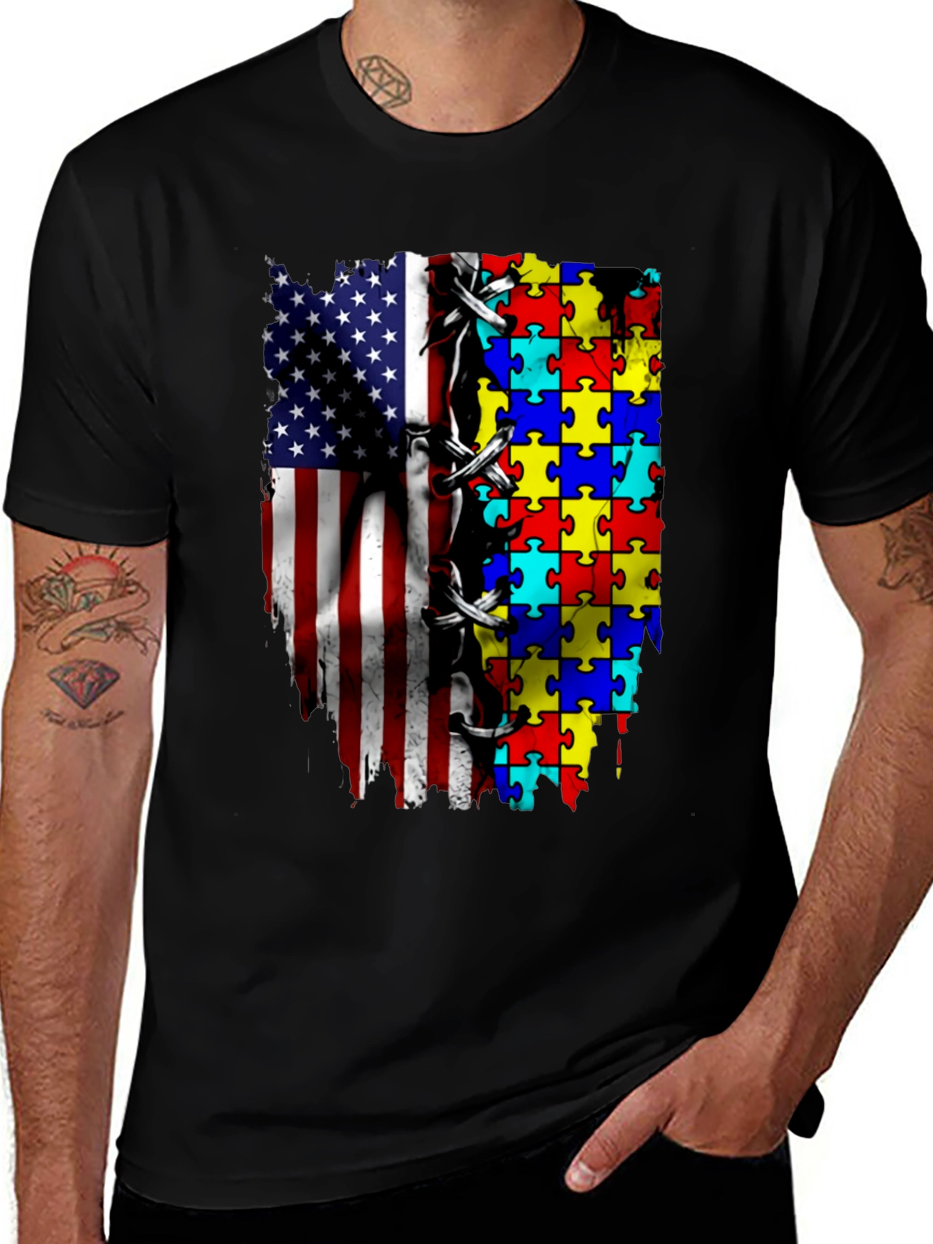 Variant 26 of Patriotic Autism Awareness T-Shirt