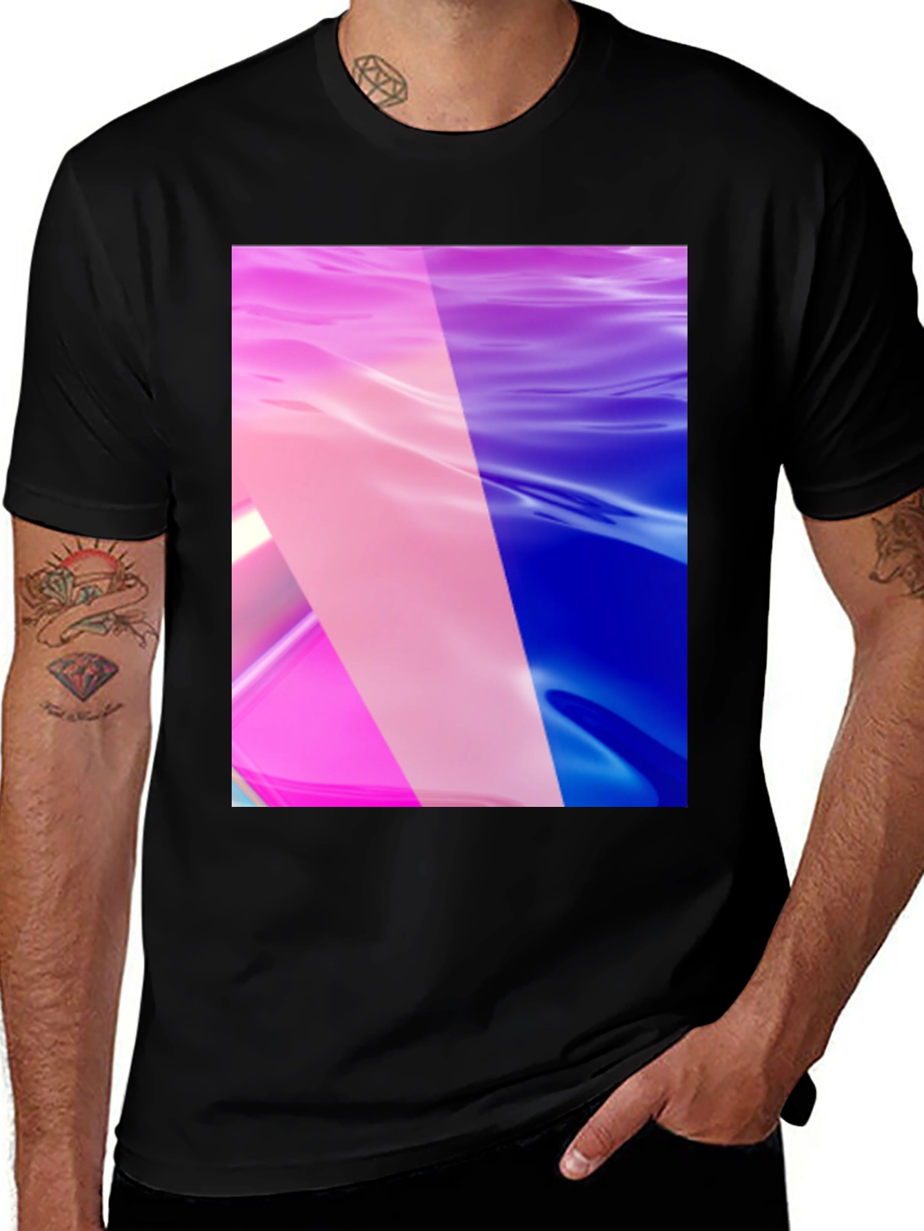 Variant 24 of Abstract Wave Design Black T-Shirt