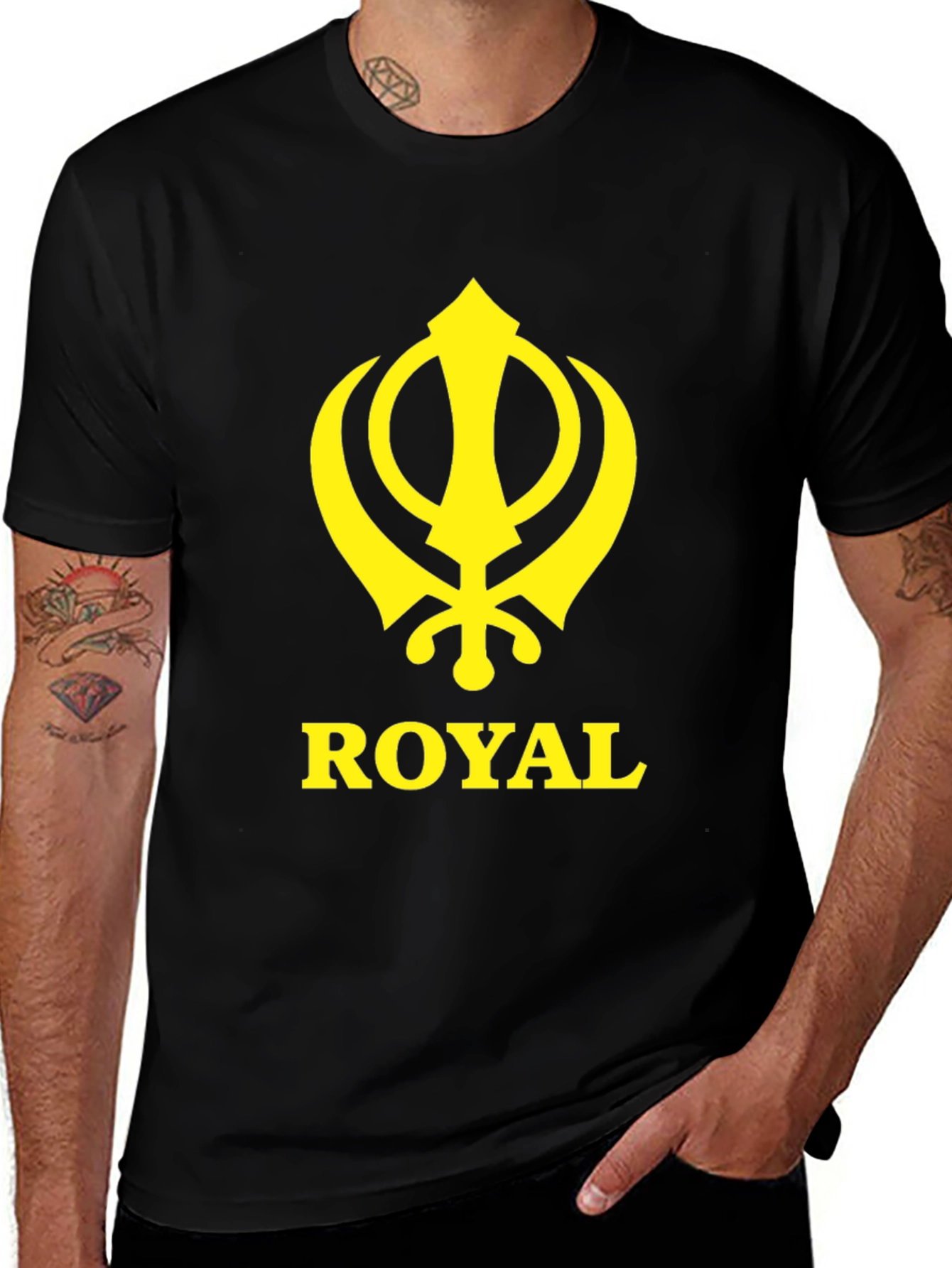 Royal Sikh Khanda Symbol Graphic T-Shirt - Black