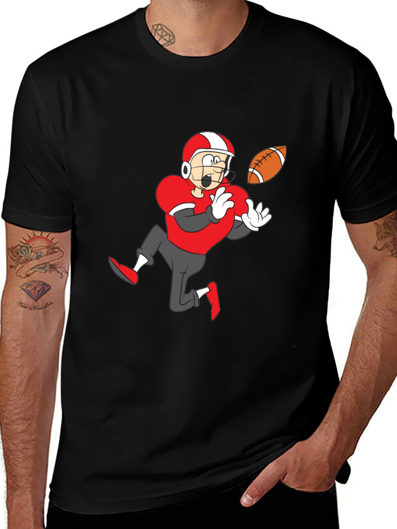 Variant 5 of Cartoon Football Player Graphic Tee