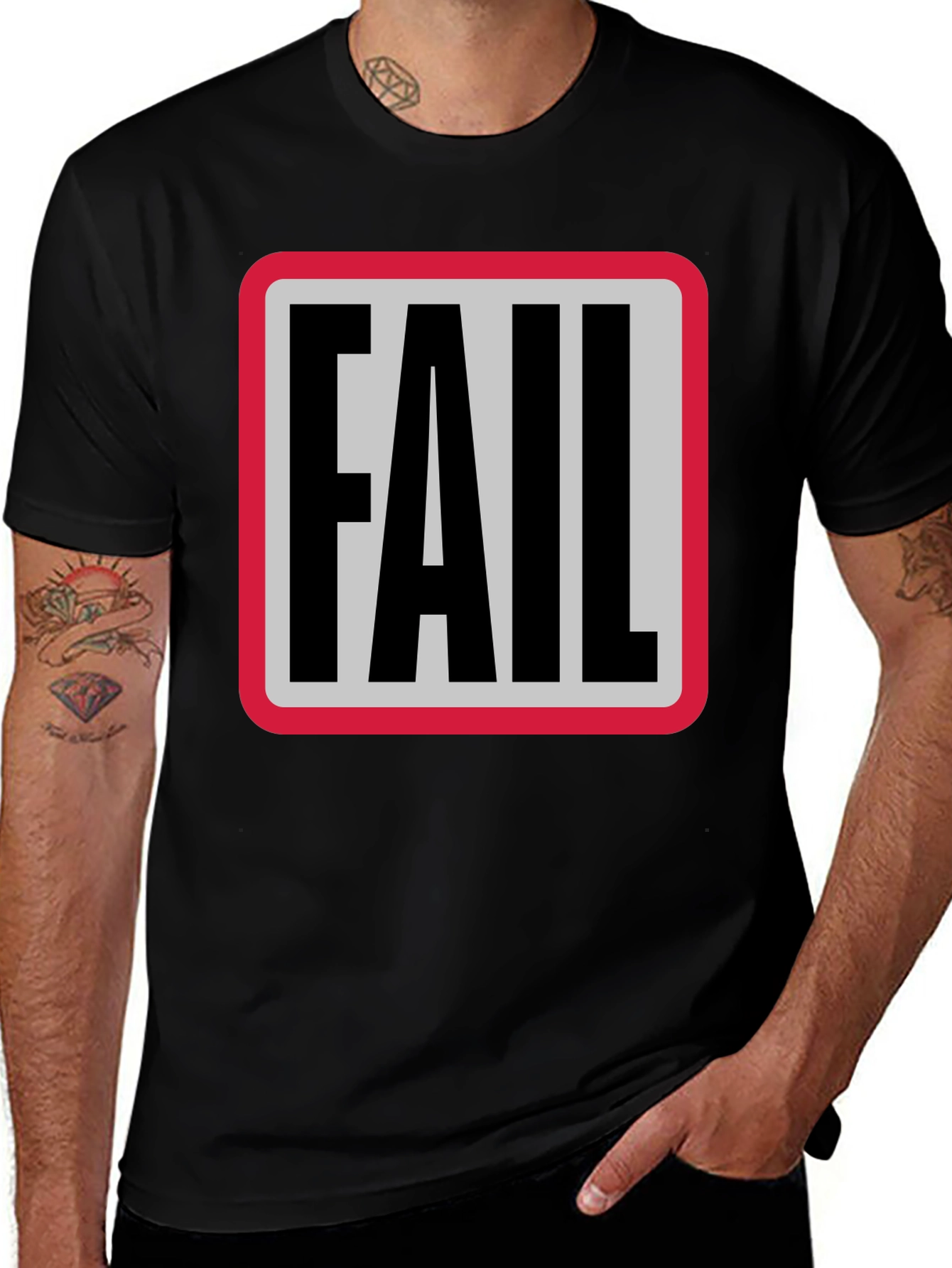 Fail Graphic Tee - Black Cotton Blend T-Shirt