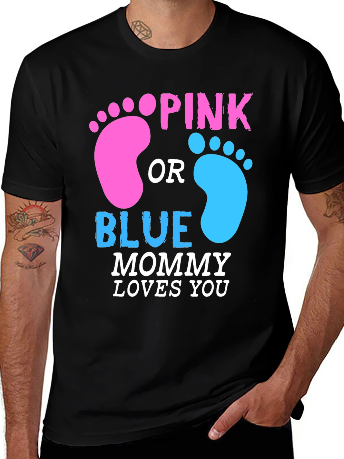Pink or Blue Mommy Loves You Gender Reveal T-Shirt