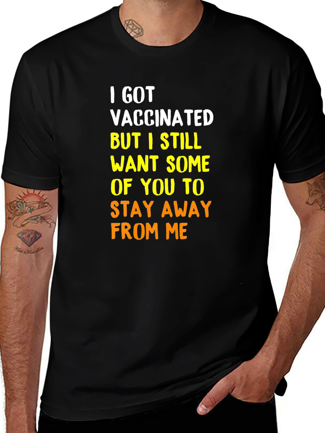 Variant 13 of Vaccinated Funny T-Shirt: Social Distancing Humor Tee