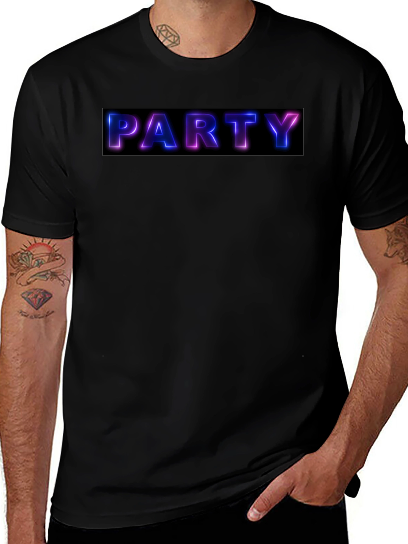Variant 26 of Party Neon Graphic Black T-Shirt