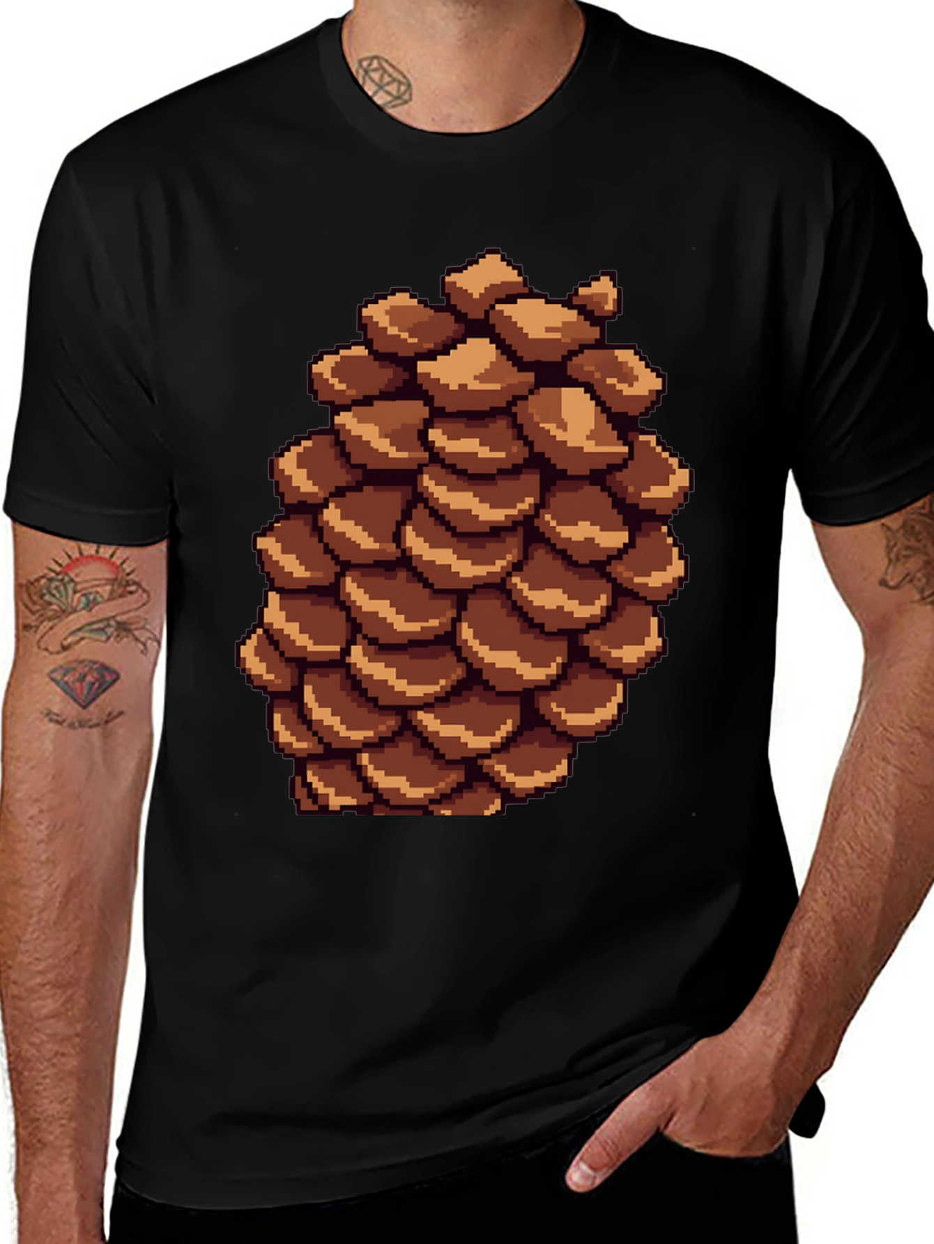 Variant 14 of Pixel Pinecone T-Shirt - Nature Inspired Retro Style