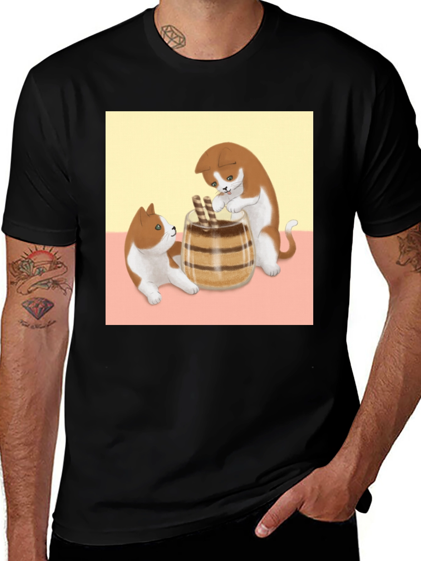Variant 21 of Cute Kitten Bubble Tea Graphic Tee