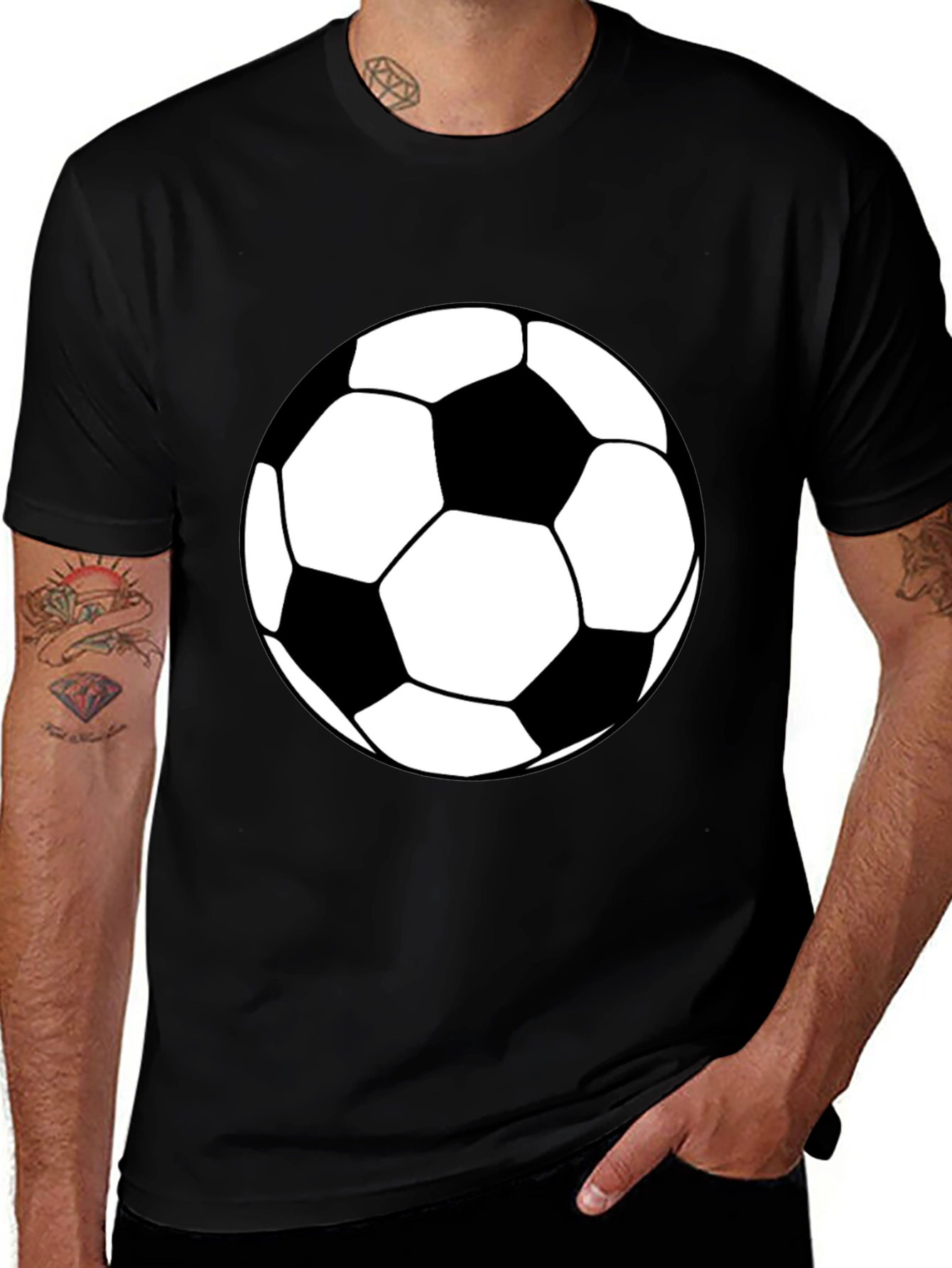 Variant 6 of Soccer Ball Graphic Tee - Black Cotton T-Shirt