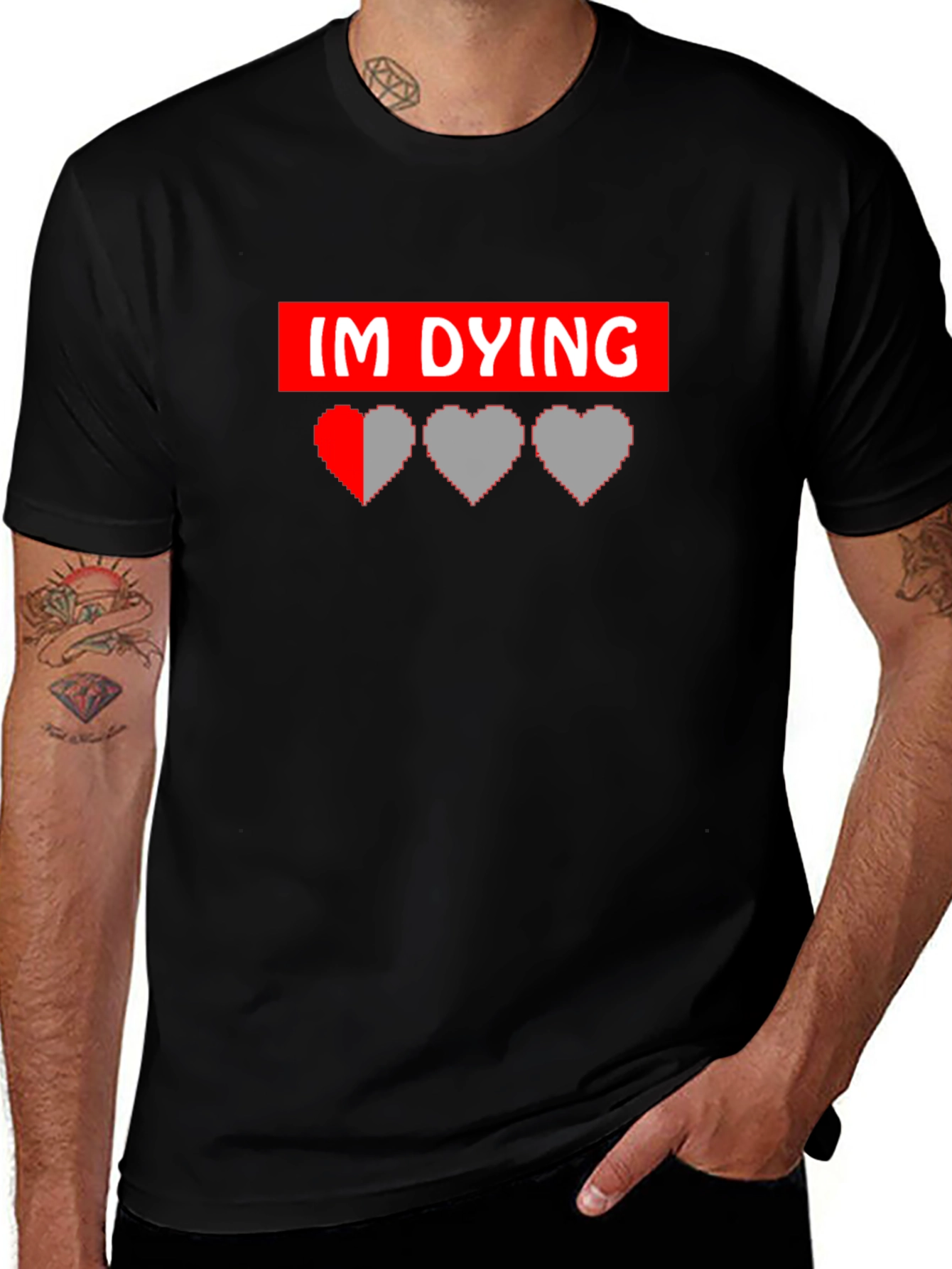 Variant 24 of I'm Dying Gamer Graphic Tee - Black Cotton T-Shirt