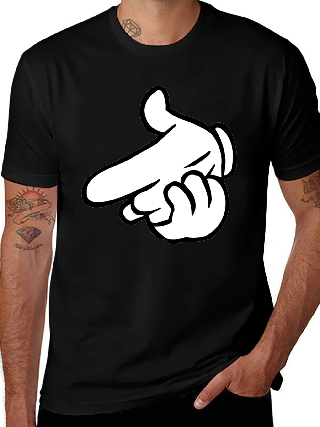 Variant 17 of Cartoon Hand Graphic Black T-Shirt