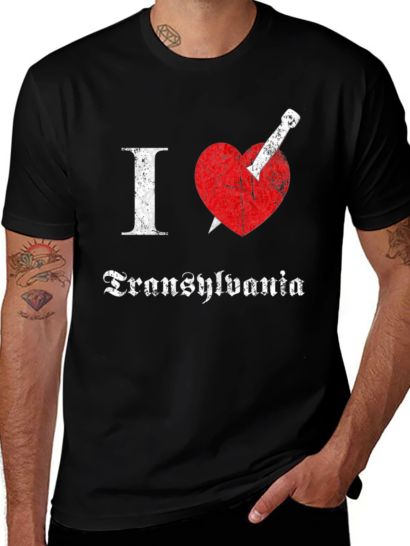 Black I Love Transylvania T-Shirt: Vampire Heart Tee main image