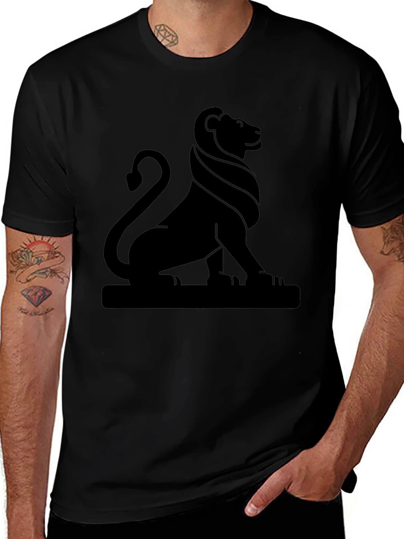 Variant 20 of Lion Emblem Graphic Tee - Classic Black Shirt