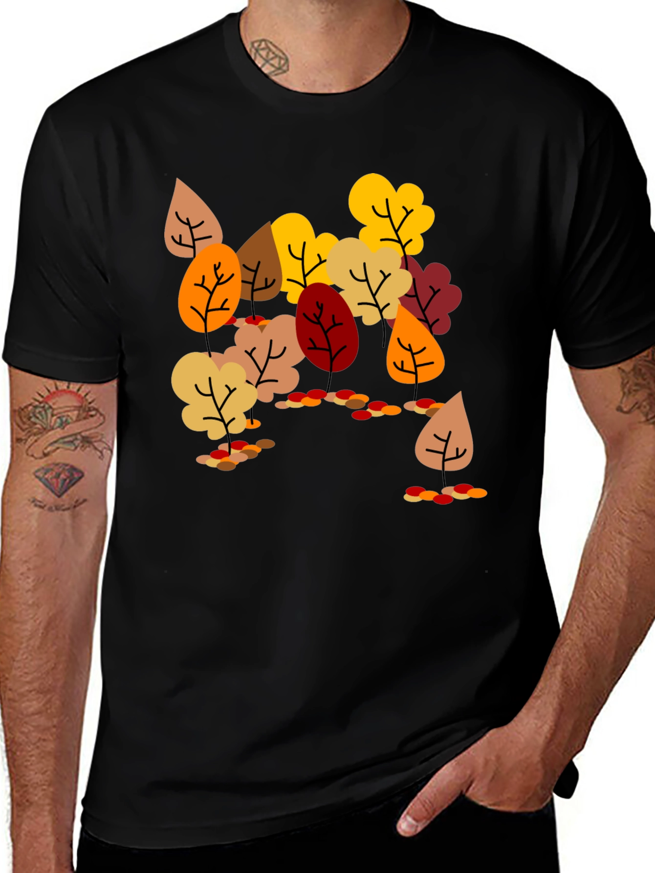 Variant 5 of Autumn Leaves Graphic Tee - Nature Inspired Style